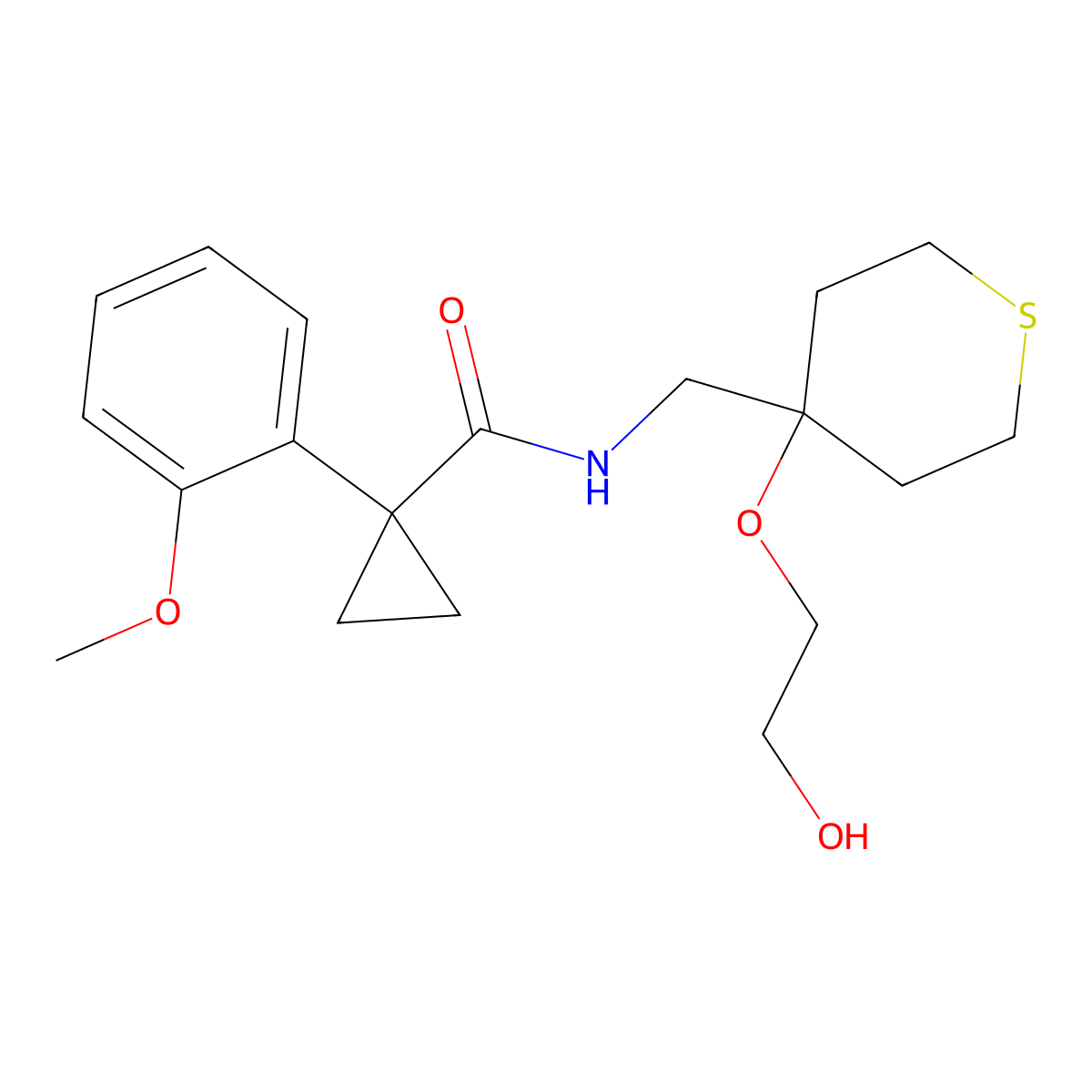 N-{[4-(2-hydroxyethoxy)thian-4-yl]methyl}-1-(2-methoxyphenyl)cyclopropane-1-carboxamide molecular structure, CAS 2309571-65-9