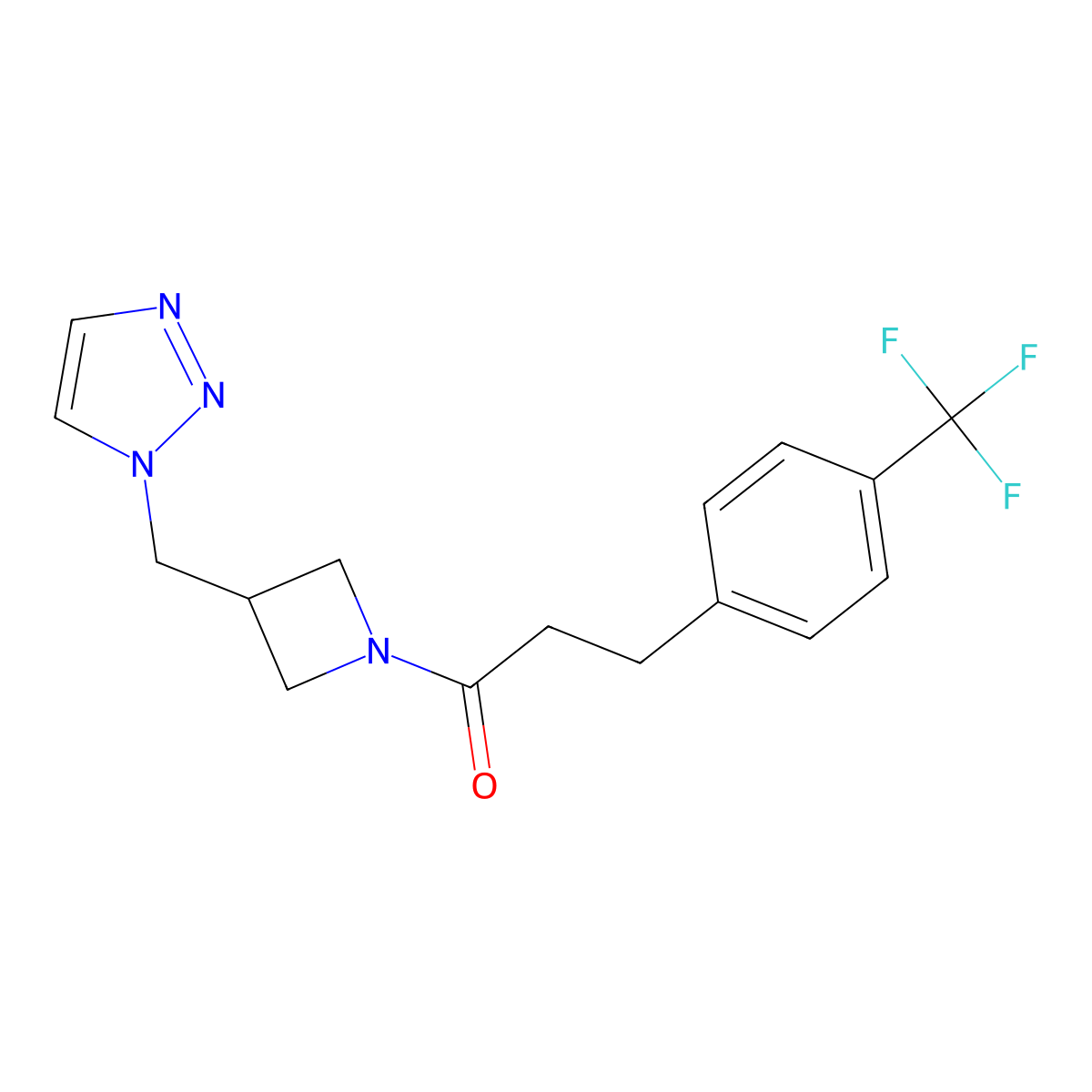 1-{3-[(1H-1,2,3-triazol-1-yl)methyl]azetidin-1-yl}-3-[4-(trifluoromethyl)phenyl]propan-1-one molecular structure, CAS 2309571-74-0