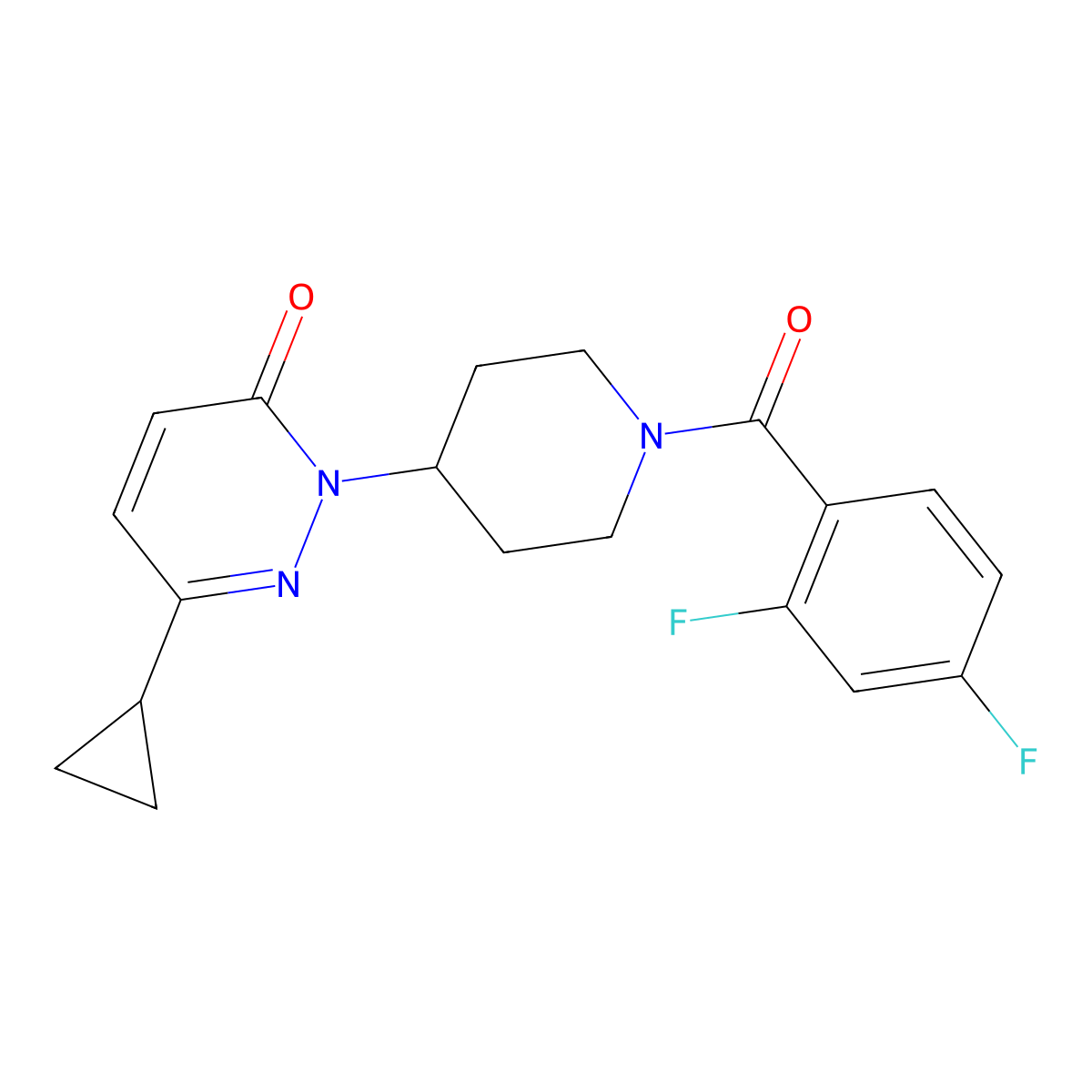 6-Cyclopropyl-2-[1-(2,4-difluorobenzoyl)piperidin-4-yl]-2,3-dihydropyridazin-3-one molecular structure, CAS 2309571-77-3