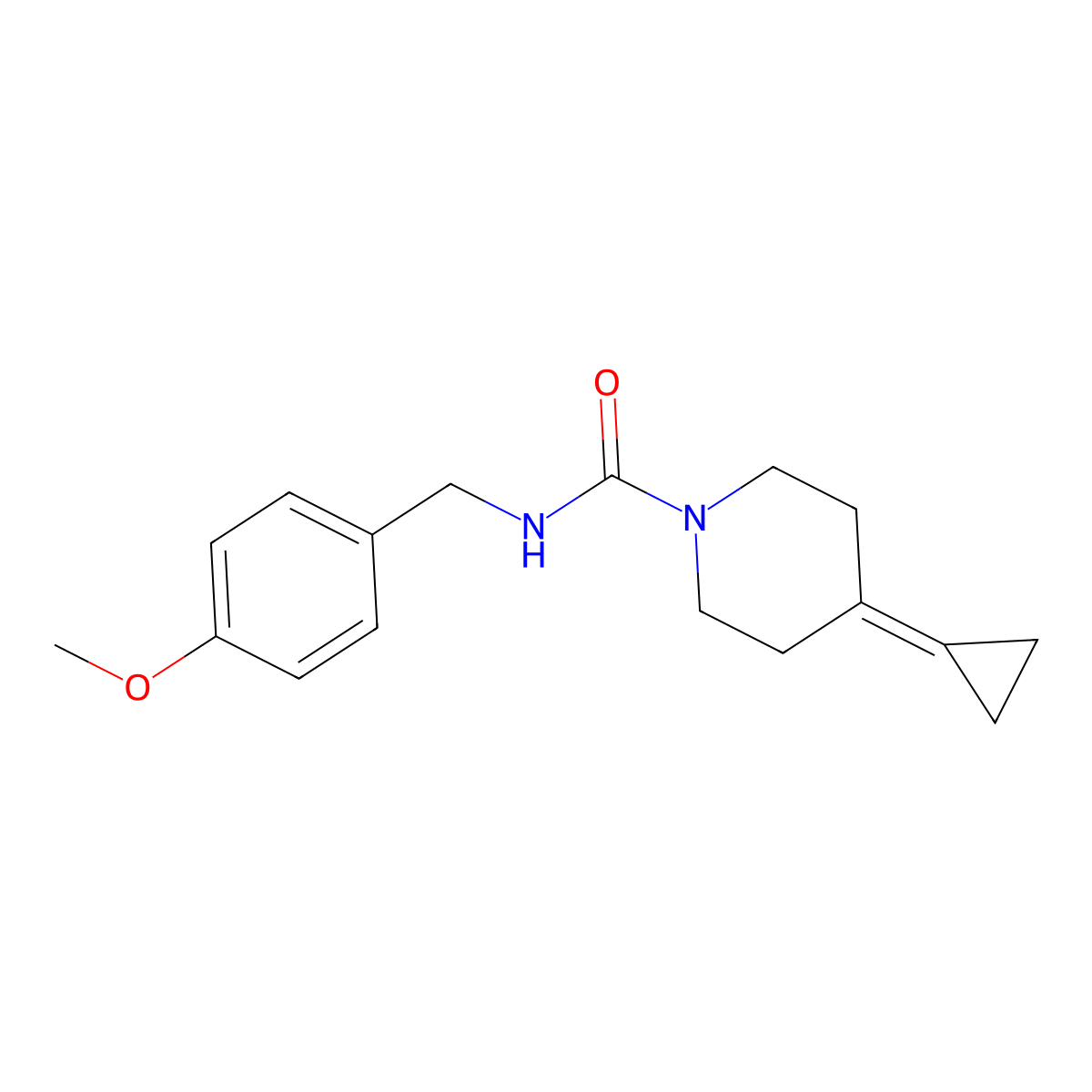 4-cyclopropylidene-N-[(4-methoxyphenyl)methyl]piperidine-1-carboxamide molecular structure, CAS 2309571-94-4
