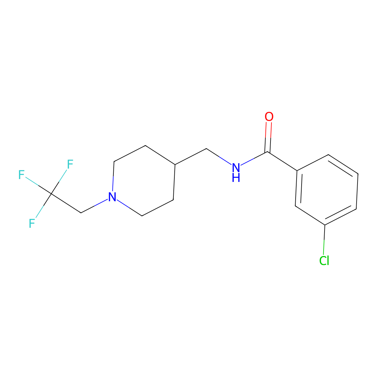 3-chloro-N-{[1-(2,2,2-trifluoroethyl)piperidin-4-yl]methyl}benzamide molecular structure, CAS 2309572-11-8