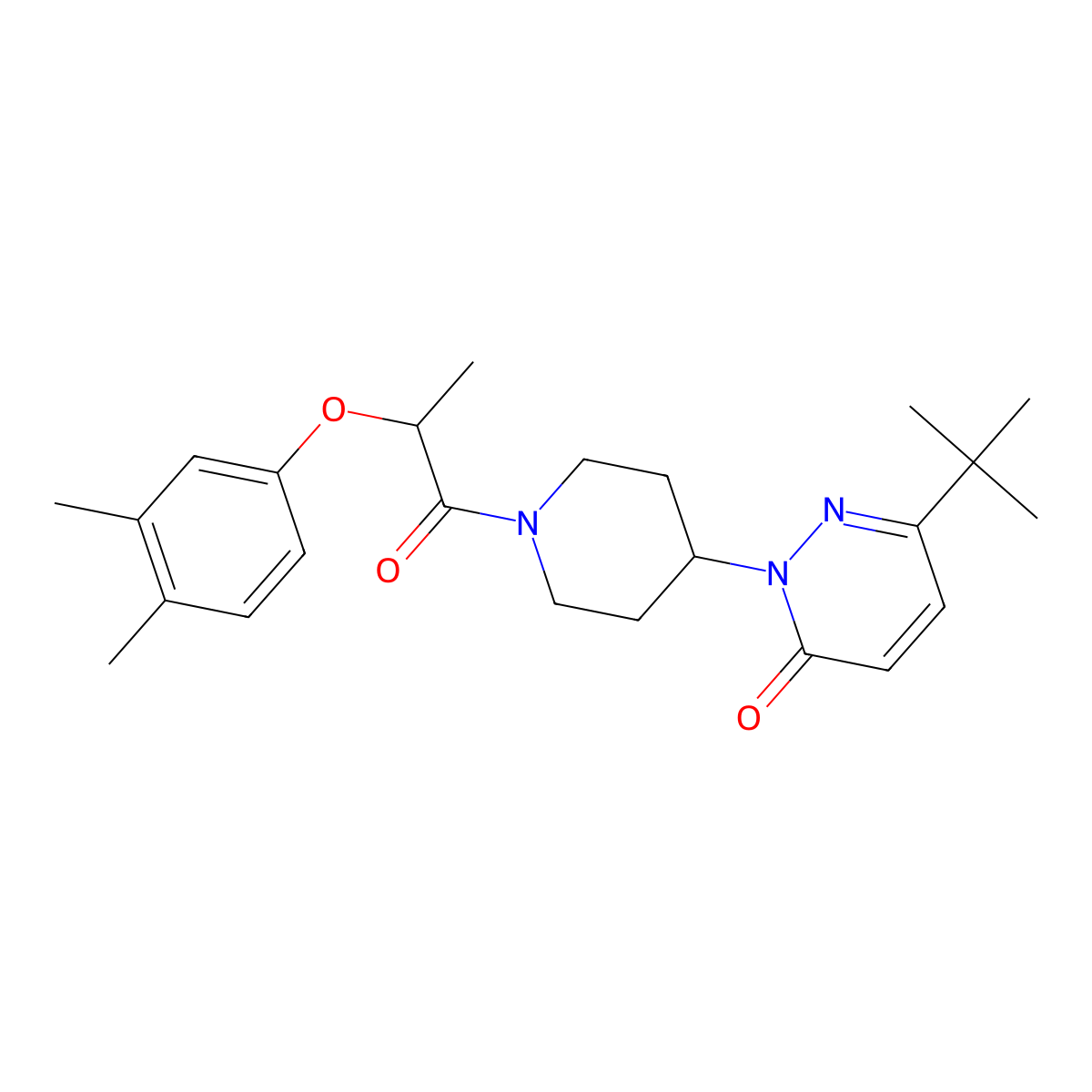 6-Tert-butyl-2-{1-[2-(3,4-dimethylphenoxy)propanoyl]piperidin-4-yl}-2,3-dihydropyridazin-3-one molecular structure, CAS 2309572-22-1