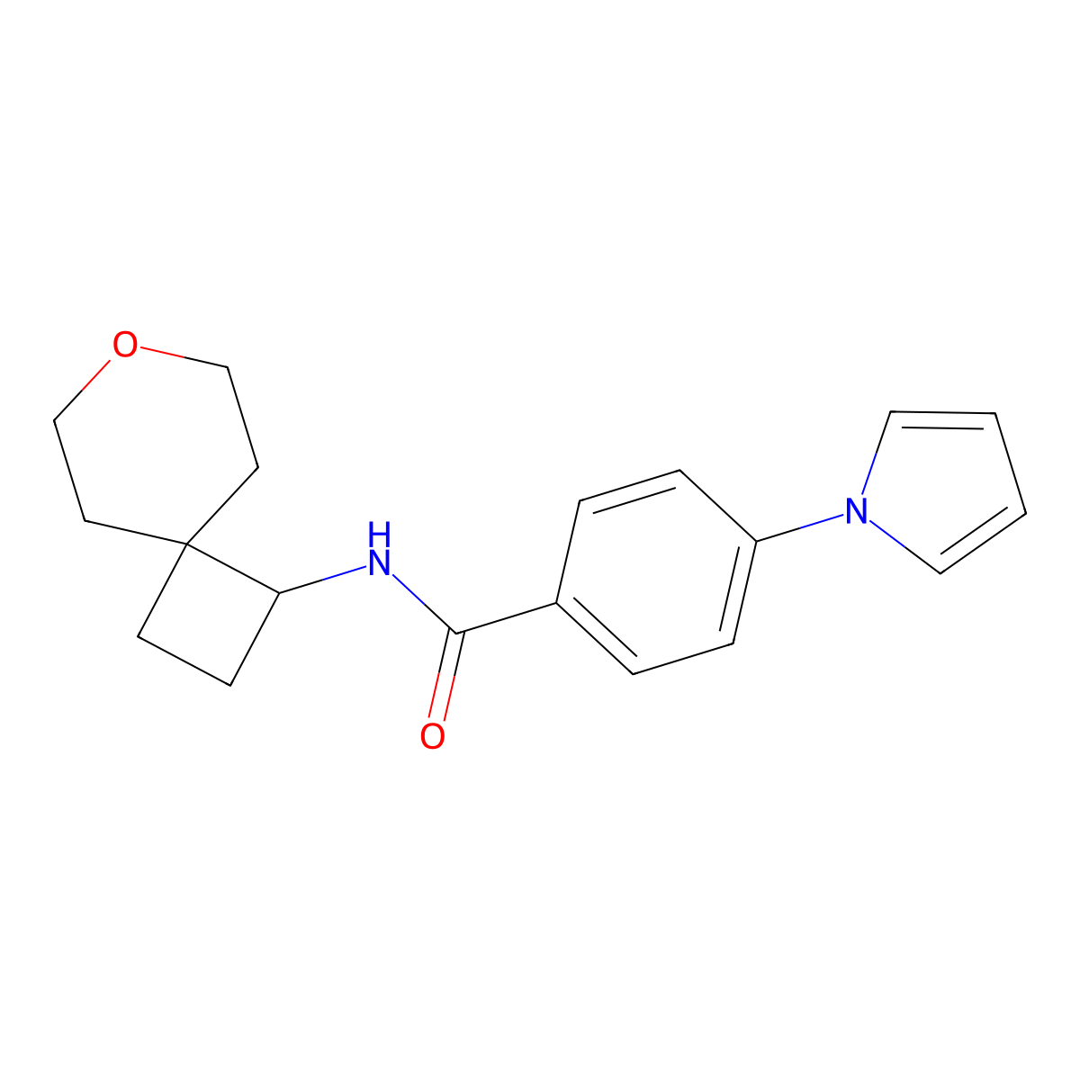 4-(1H-pyrrol-1-yl)-N-(7-oxaspiro[3.5]nonan-1-yl)benzamide molecular structure, CAS 2309572-28-7