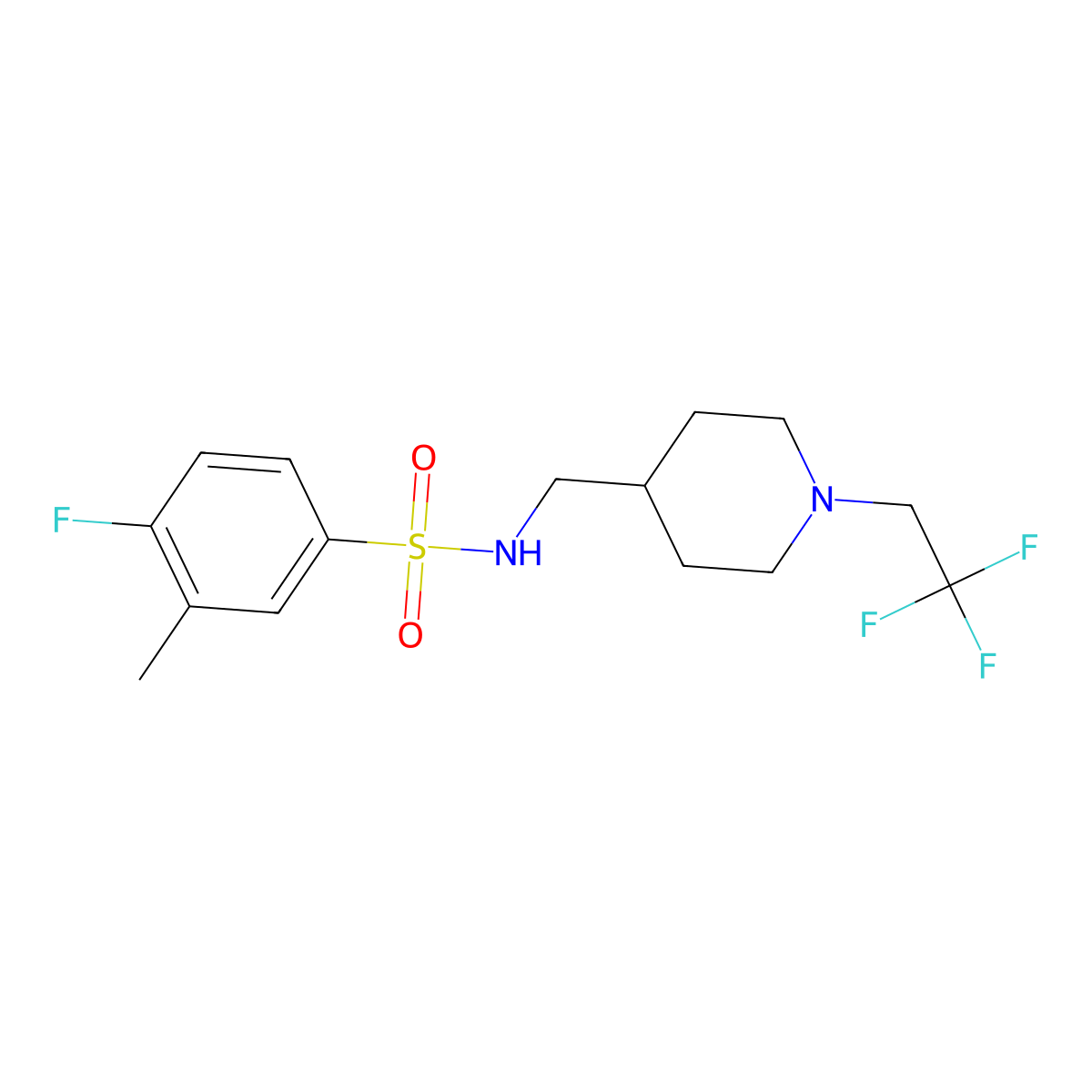 4-fluoro-3-methyl-N-{[1-(2,2,2-trifluoroethyl)piperidin-4-yl]methyl}benzene-1-sulfonamide molecular structure, CAS 2309572-30-1