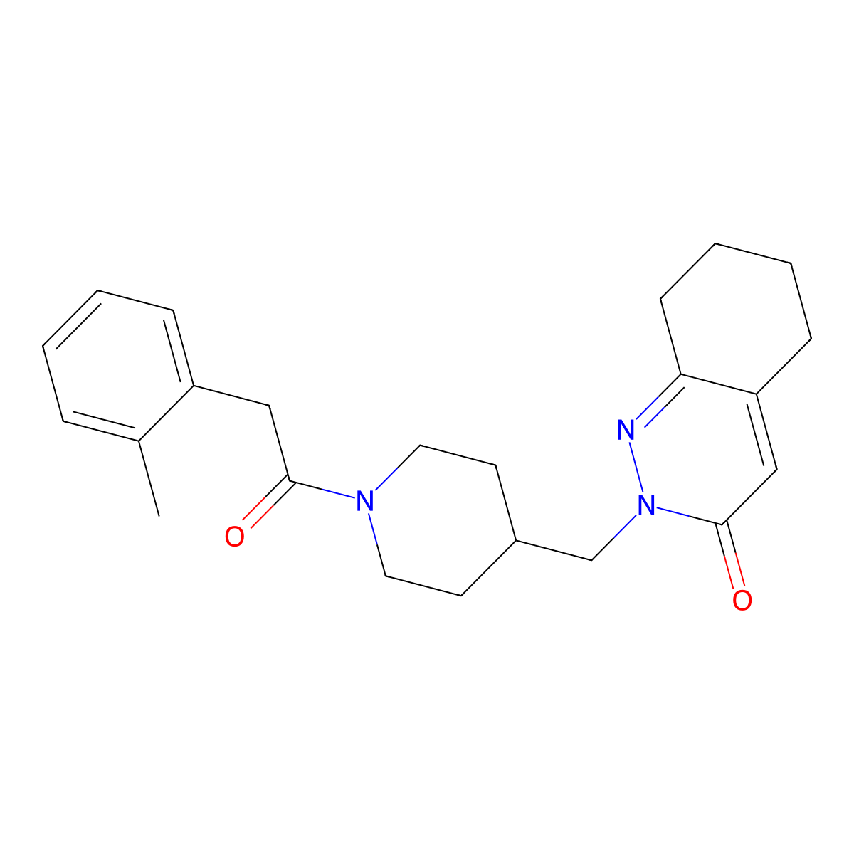 2-({1-[2-(2-Methylphenyl)acetyl]piperidin-4-yl}methyl)-2,3,5,6,7,8-hexahydrocinnolin-3-one molecular structure, CAS 2309572-36-7