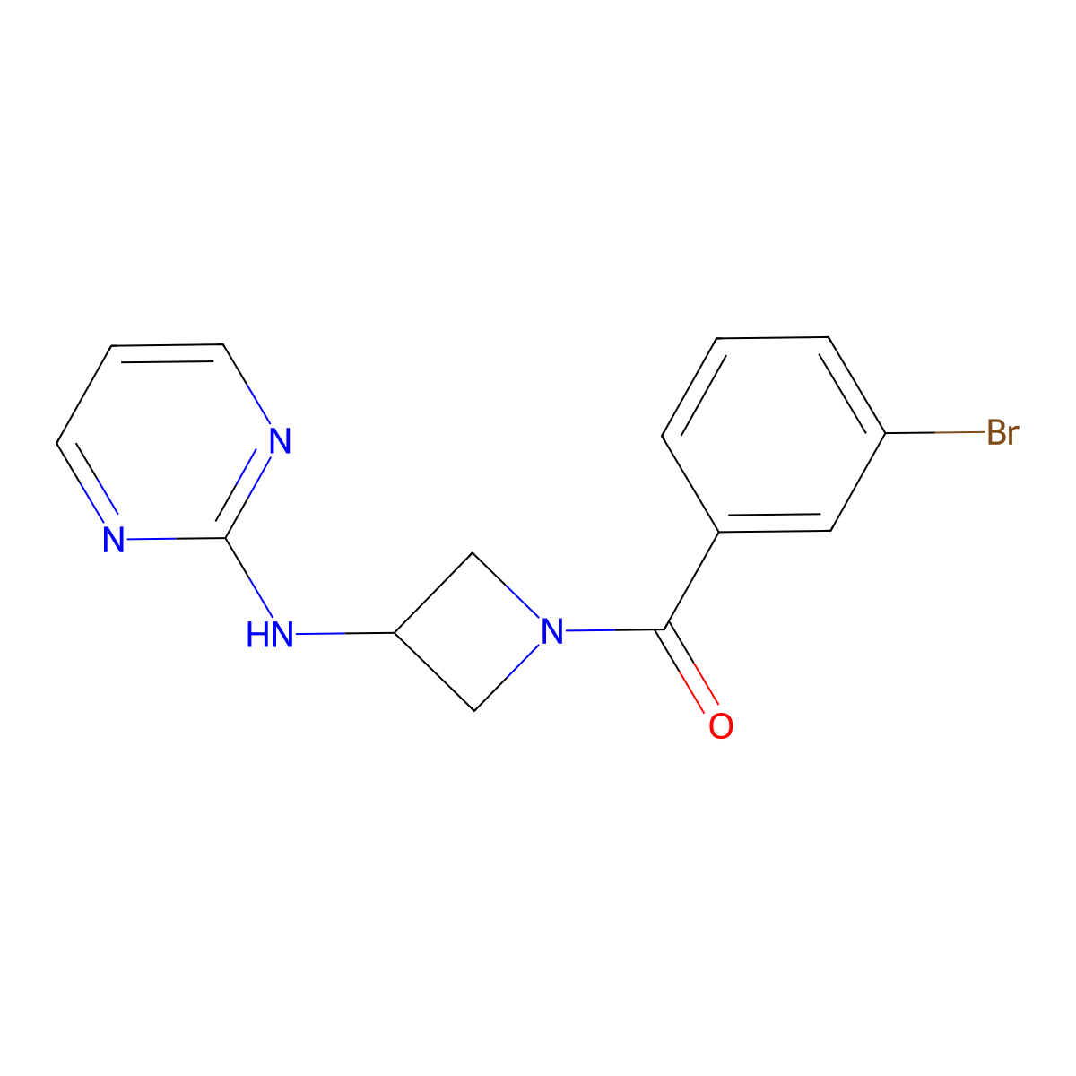 (3-Bromophenyl)(3-(pyrimidin-2-ylamino)azetidin-1-yl)methanone molecular structure, CAS 2309572-43-6