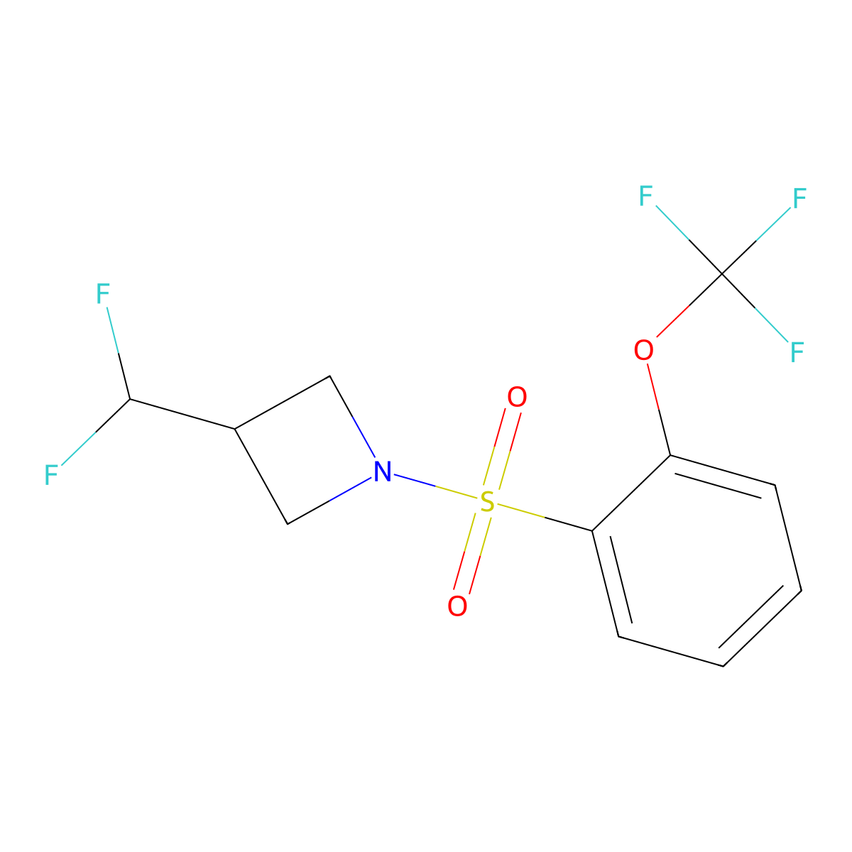 3-(Difluoromethyl)-1-[2-(trifluoromethoxy)benzenesulfonyl]azetidine molecular structure, CAS 2309572-60-7