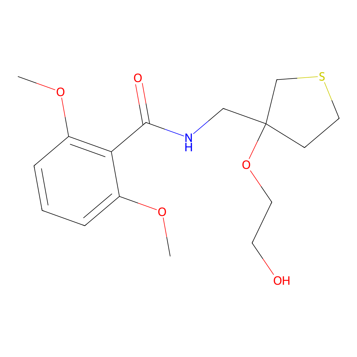 N-{[3-(2-hydroxyethoxy)thiolan-3-yl]methyl}-2,6-dimethoxybenzamide molecular structure, CAS 2309572-63-0