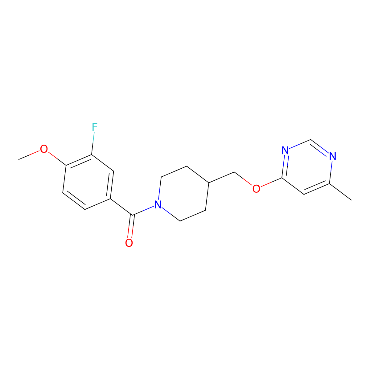 4-{[1-(3-Fluoro-4-methoxybenzoyl)piperidin-4-yl]methoxy}-6-methylpyrimidine molecular structure, CAS 2309572-73-2
