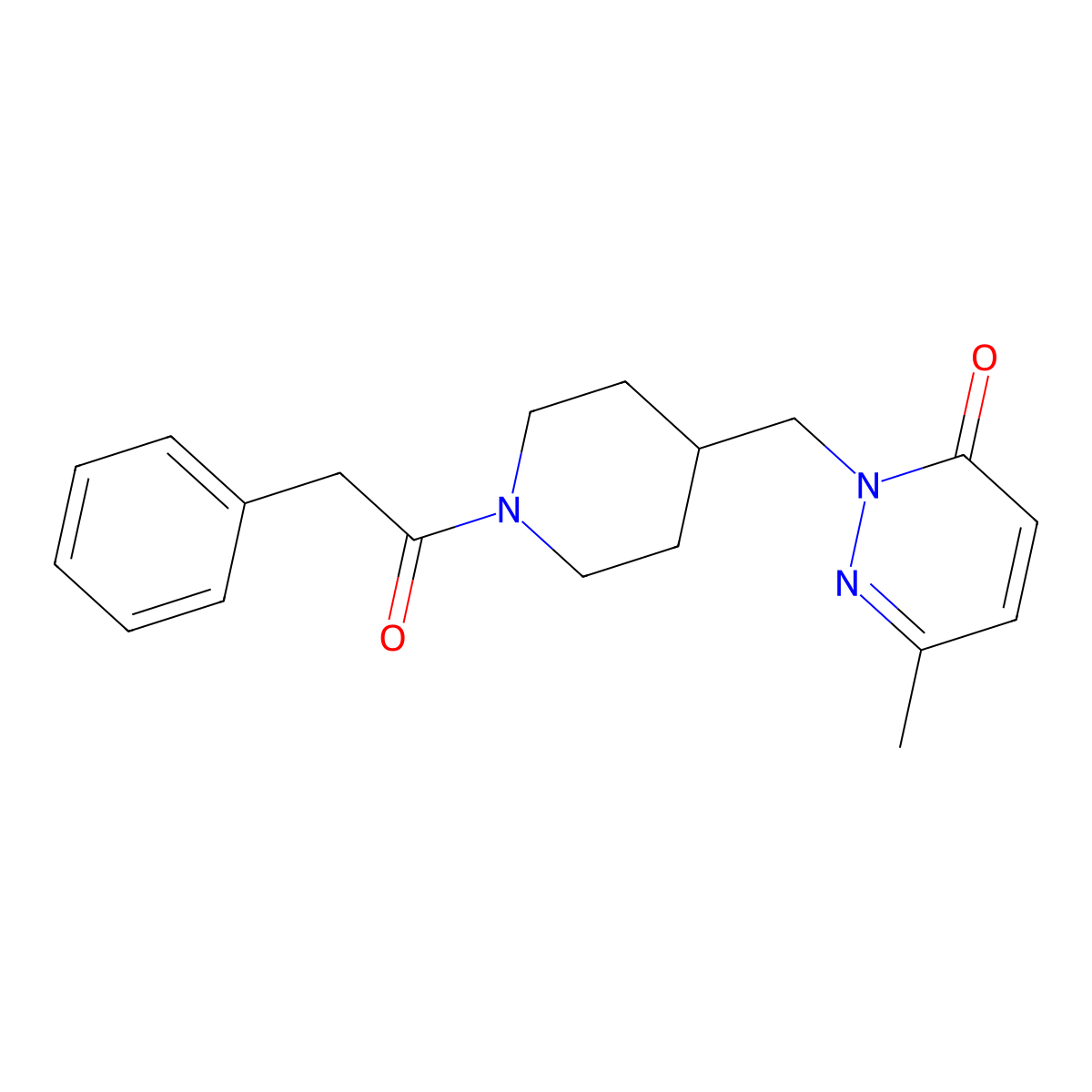 6-Methyl-2-{[1-(2-phenylacetyl)piperidin-4-yl]methyl}-2,3-dihydropyridazin-3-one molecular structure, CAS 2309572-86-7