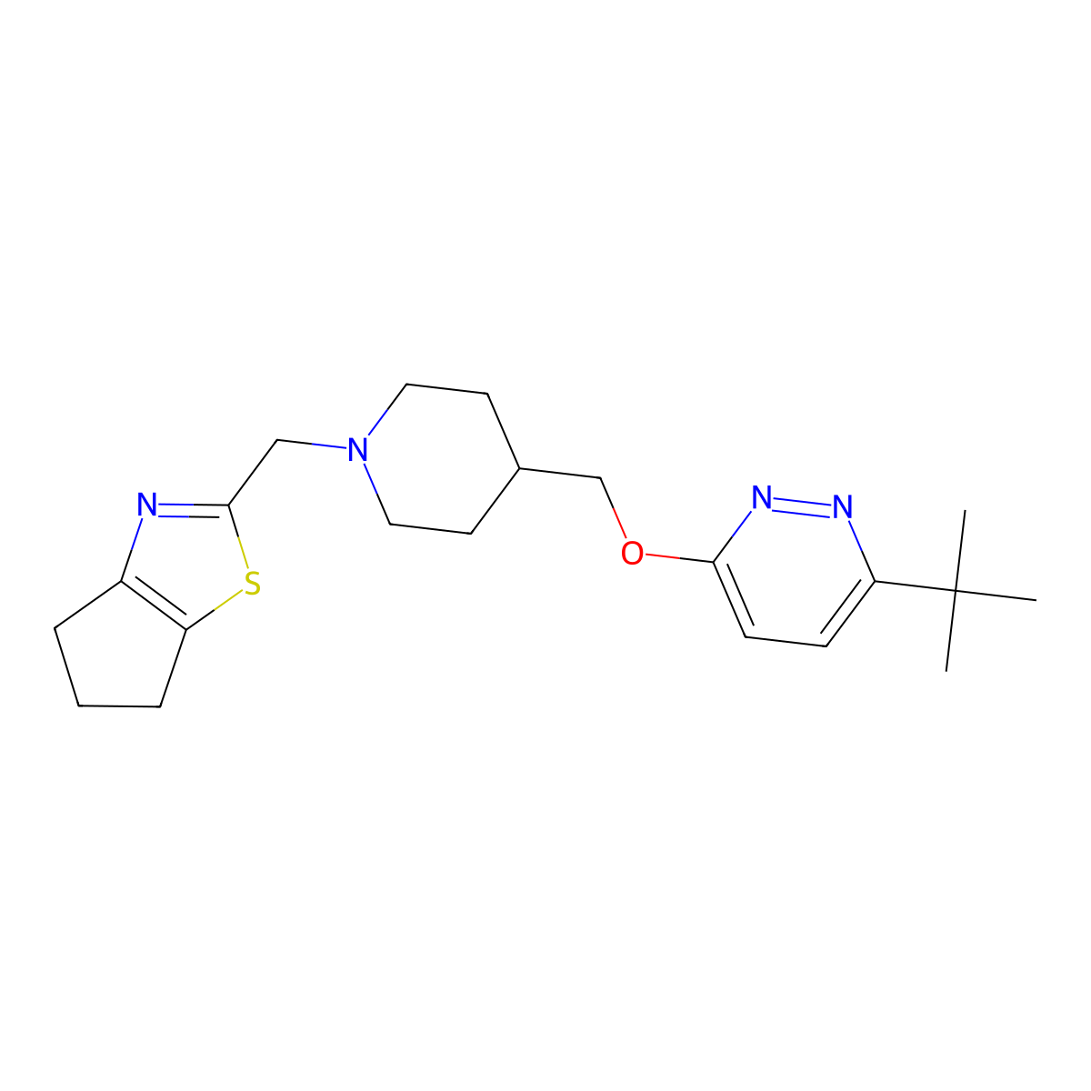3-tert-butyl-6-{[1-({4H,5H,6H-cyclopenta[d][1,3]thiazol-2-yl}methyl)piperidin-4-yl]methoxy}pyridazine molecular structure, CAS 2309572-98-1