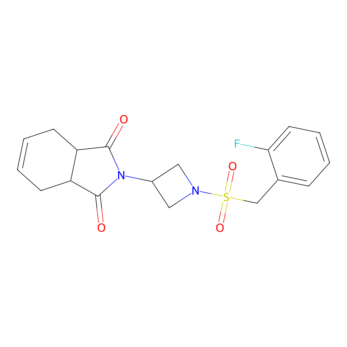 2-(1-((2-fluorobenzyl)sulfonyl)azetidin-3-yl)-3a,4,7,7a-tetrahydro-1H-isoindole-1,3(2H)-dione molecular structure, CAS 2309573-02-0