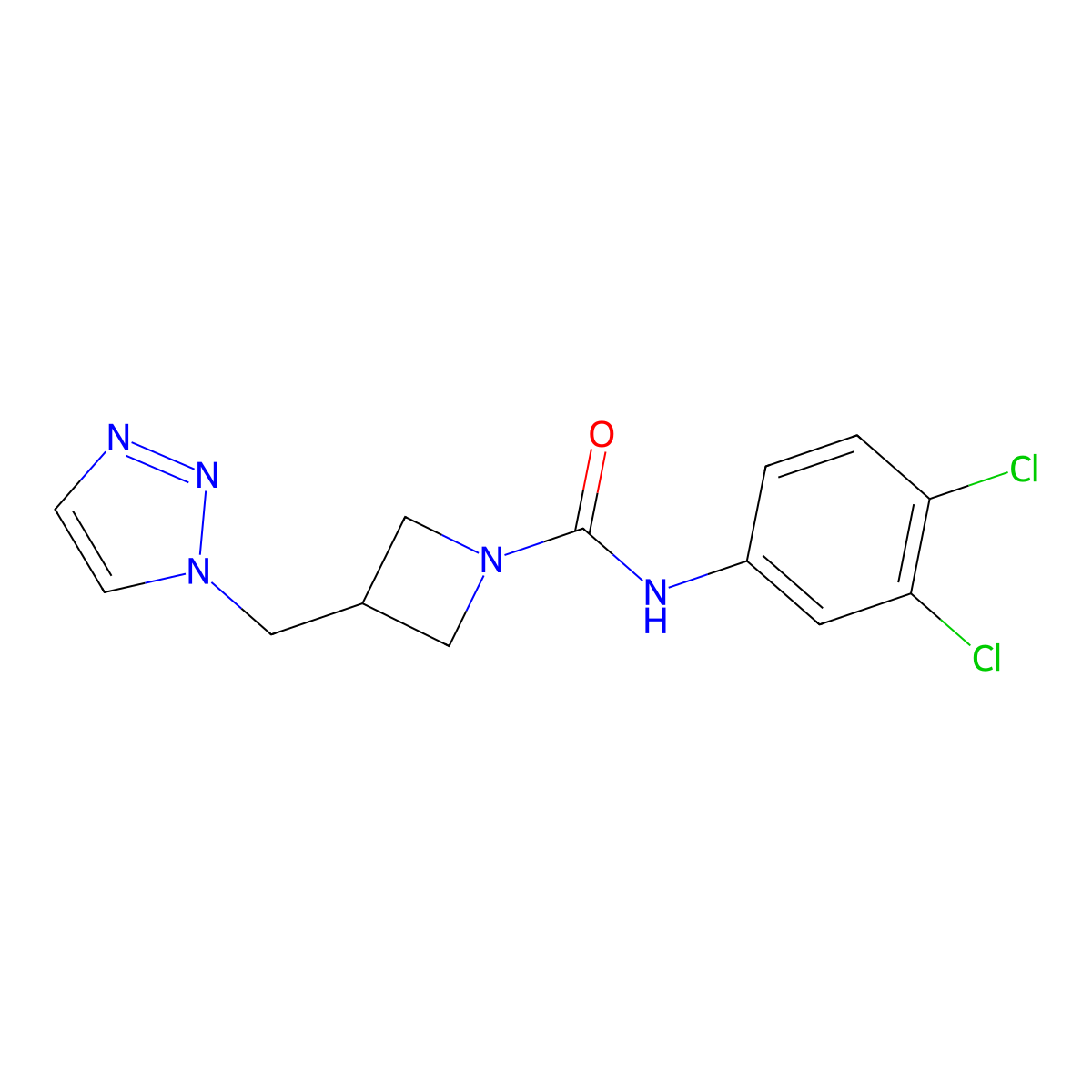 N-(3,4-dichlorophenyl)-3-[(1H-1,2,3-triazol-1-yl)methyl]azetidine-1-carboxamide molecular structure, CAS 2309573-19-9