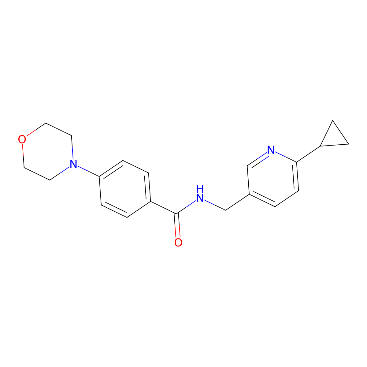 N-[(6-cyclopropylpyridin-3-yl)methyl]-4-(morpholin-4-yl)benzamide molecular structure, CAS 2309573-30-4