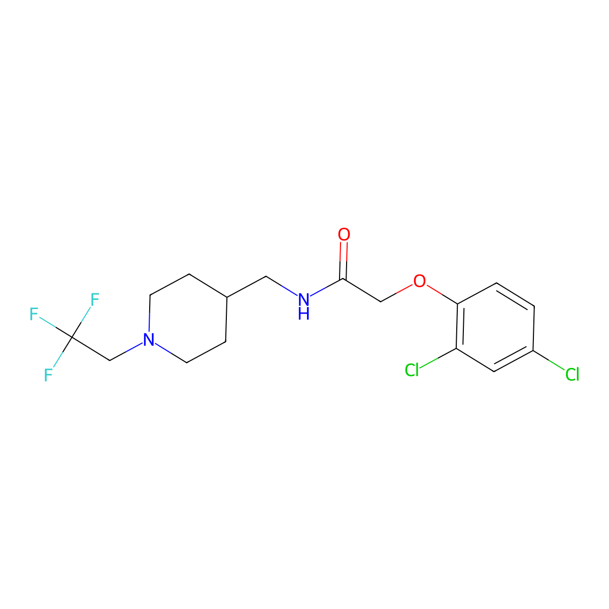 2-(2,4-dichlorophenoxy)-N-{[1-(2,2,2-trifluoroethyl)piperidin-4-yl]methyl}acetamide molecular structure, CAS 2309573-34-8