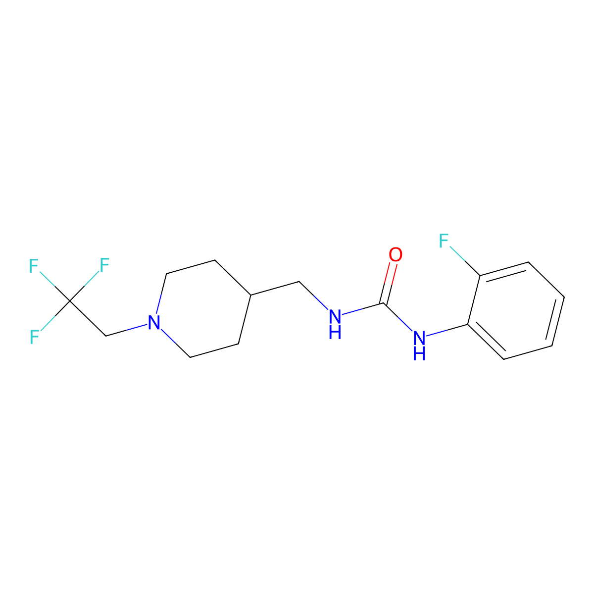 1-(2-Fluorophenyl)-3-{[1-(2,2,2-trifluoroethyl)piperidin-4-yl]methyl}urea molecular structure, CAS 2309573-61-1