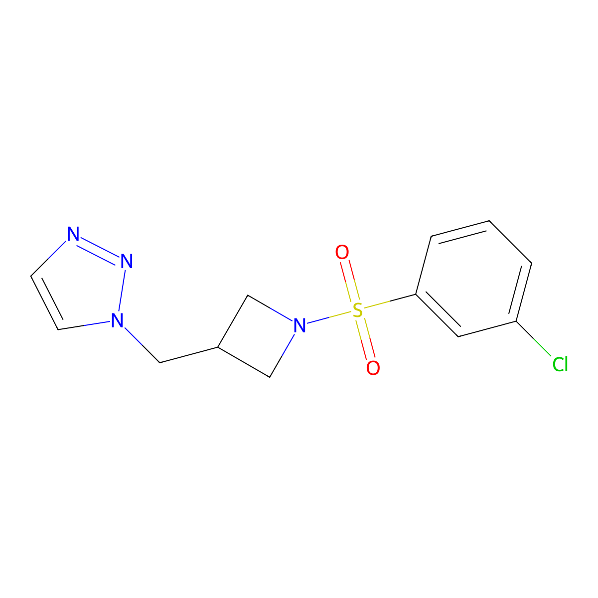 1-{[1-(3-chlorobenzenesulfonyl)azetidin-3-yl]methyl}-1H-1,2,3-triazole molecular structure, CAS 2309573-65-5
