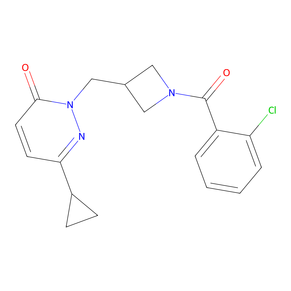 2-{[1-(2-Chlorobenzoyl)azetidin-3-yl]methyl}-6-cyclopropyl-2,3-dihydropyridazin-3-one molecular structure, CAS 2309573-68-8