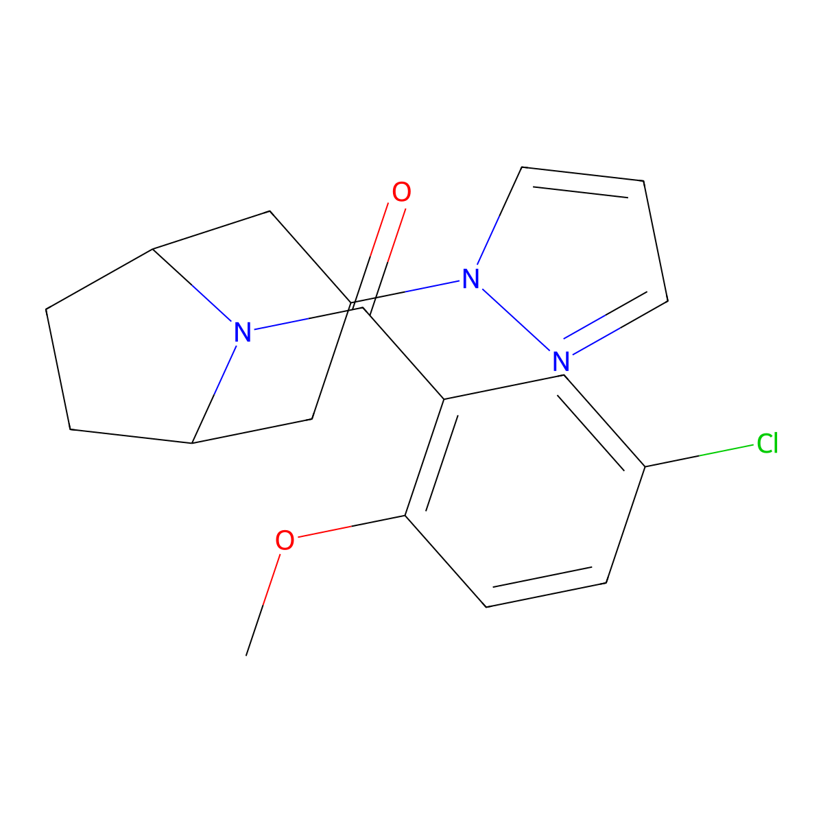 8-(5-chloro-2-methoxybenzoyl)-3-(1H-pyrazol-1-yl)-8-azabicyclo[3.2.1]octane molecular structure, CAS 2309573-94-0
