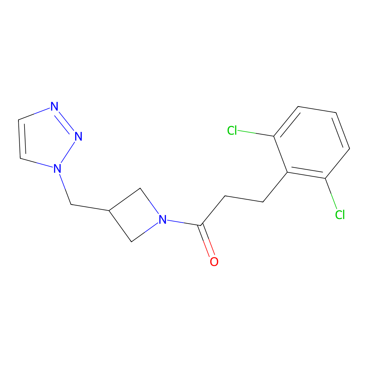 3-(2,6-dichlorophenyl)-1-{3-[(1H-1,2,3-triazol-1-yl)methyl]azetidin-1-yl}propan-1-one molecular structure, CAS 2309574-00-1