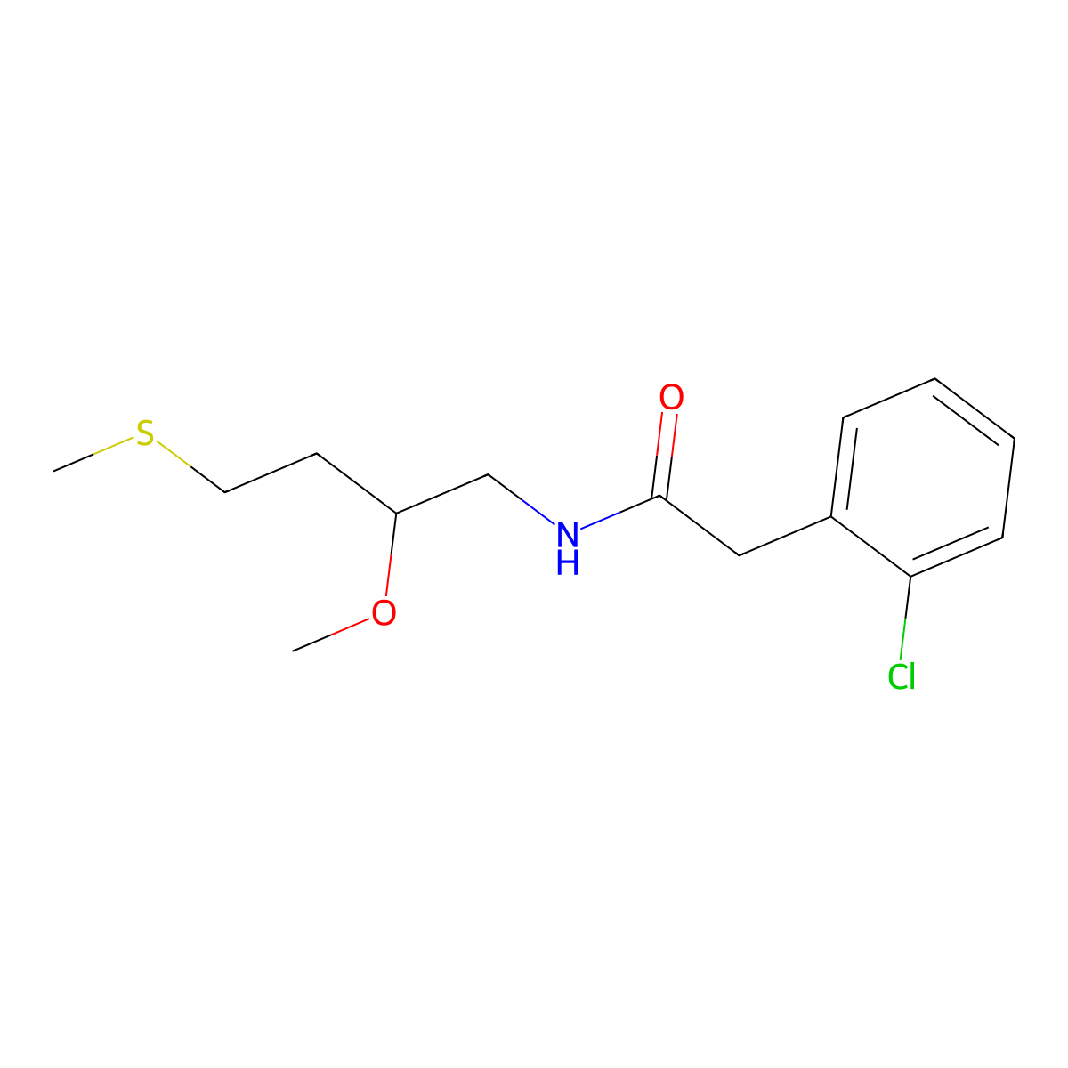 2-(2-chlorophenyl)-N-[2-methoxy-4-(methylsulfanyl)butyl]acetamide molecular structure, CAS 2309574-28-3