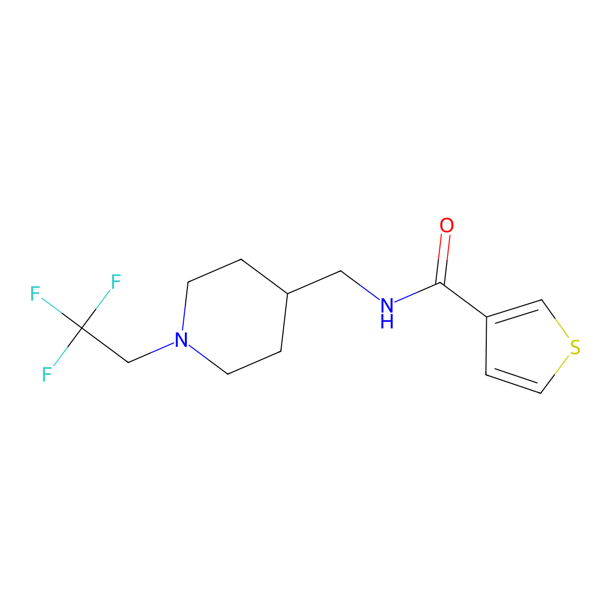 N-{[1-(2,2,2-trifluoroethyl)piperidin-4-yl]methyl}thiophene-3-carboxamide molecular structure, CAS 2309574-32-9