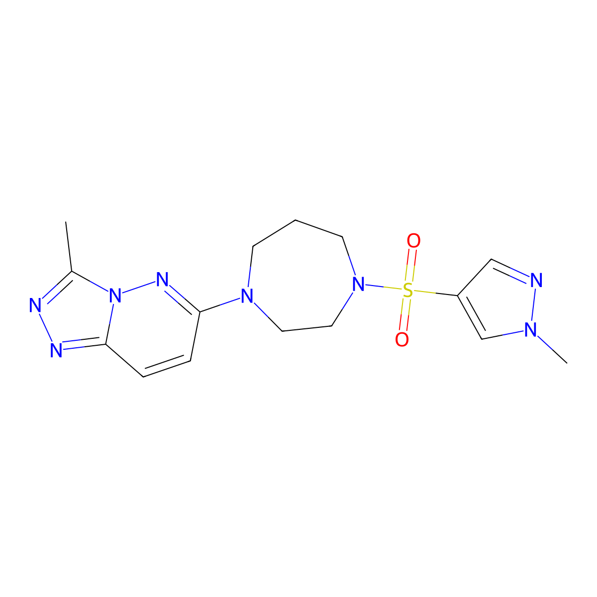 1-[(1-methyl-1H-pyrazol-4-yl)sulfonyl]-4-{3-methyl-[1,2,4]triazolo[4,3-b]pyridazin-6-yl}-1,4-diazepane molecular structure, CAS 2309574-35-2