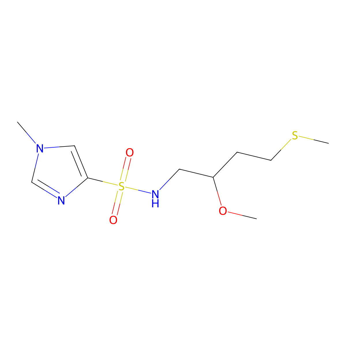 N-[2-methoxy-4-(methylsulfanyl)butyl]-1-methyl-1H-imidazole-4-sulfonamide molecular structure, CAS 2309574-45-4
