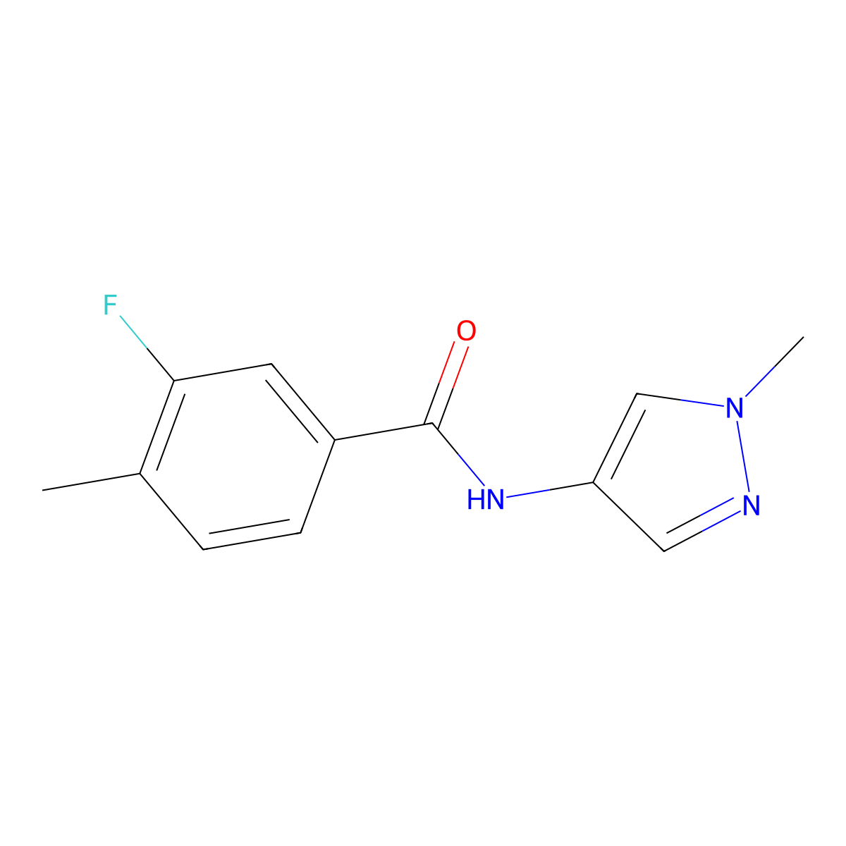 3-fluoro-4-methyl-N-(1-methyl-1H-pyrazol-4-yl)benzamide molecular structure, CAS 2309575-02-6