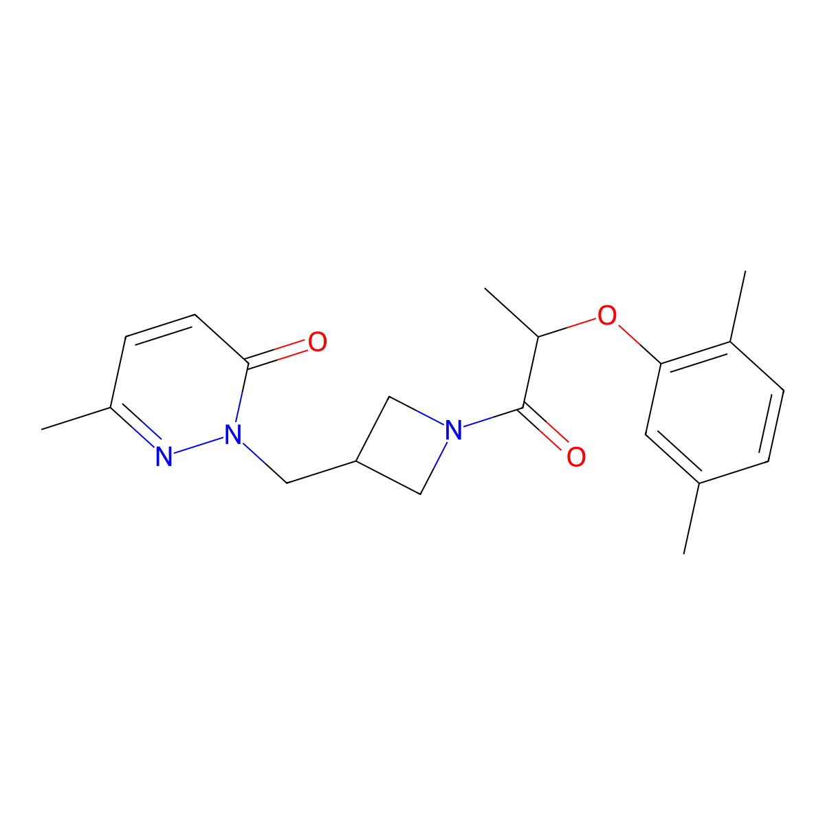 2-({1-[2-(2,5-Dimethylphenoxy)propanoyl]azetidin-3-yl}methyl)-6-methyl-2,3-dihydropyridazin-3-one molecular structure, CAS 2309575-14-0