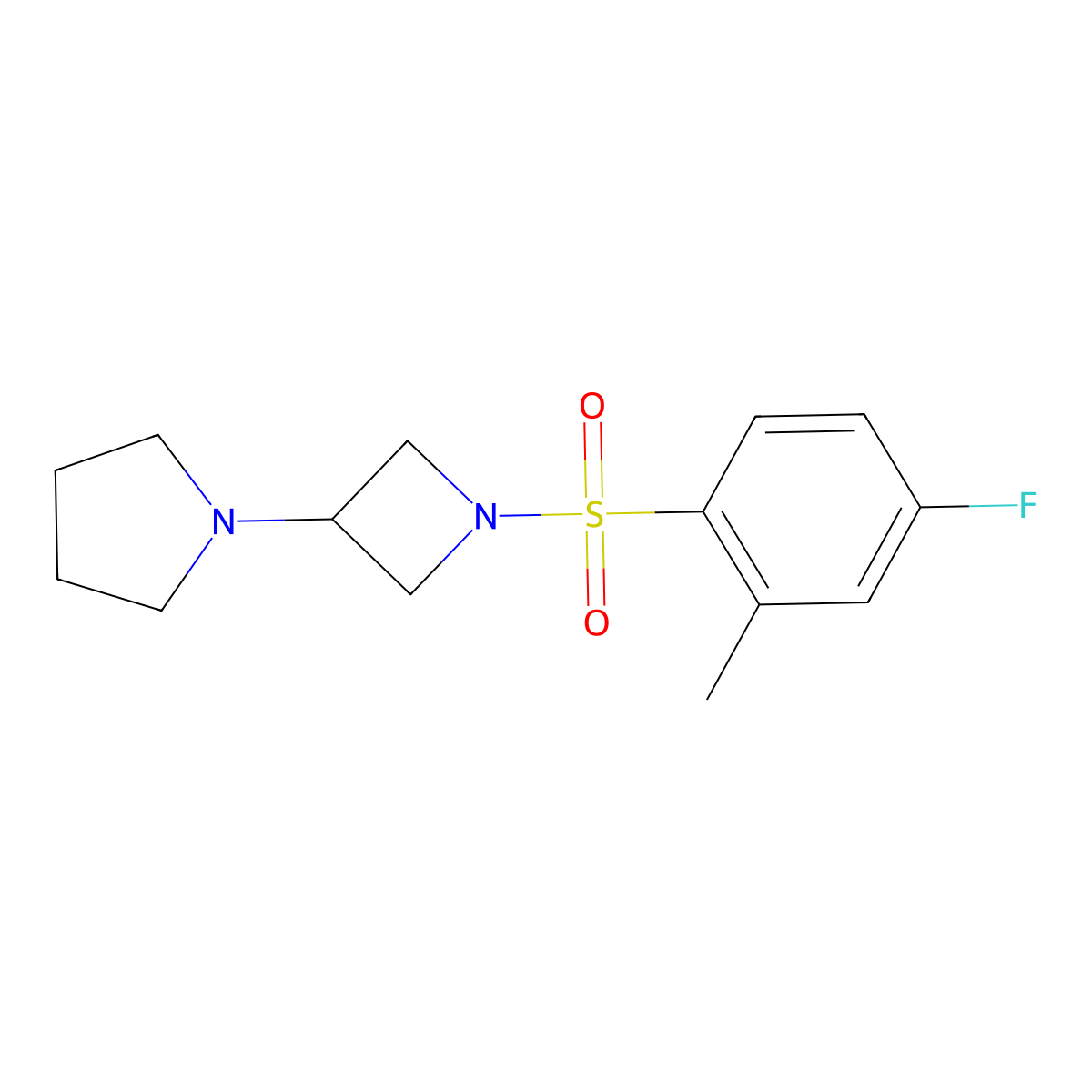 1-[1-(4-Fluoro-2-methylbenzenesulfonyl)azetidin-3-yl]pyrrolidine molecular structure, CAS 2309575-19-5