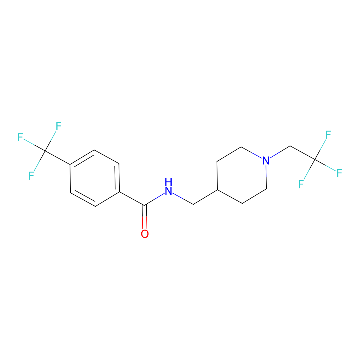 N-{[1-(2,2,2-trifluoroethyl)piperidin-4-yl]methyl}-4-(trifluoromethyl)benzamide molecular structure, CAS 2309575-39-9