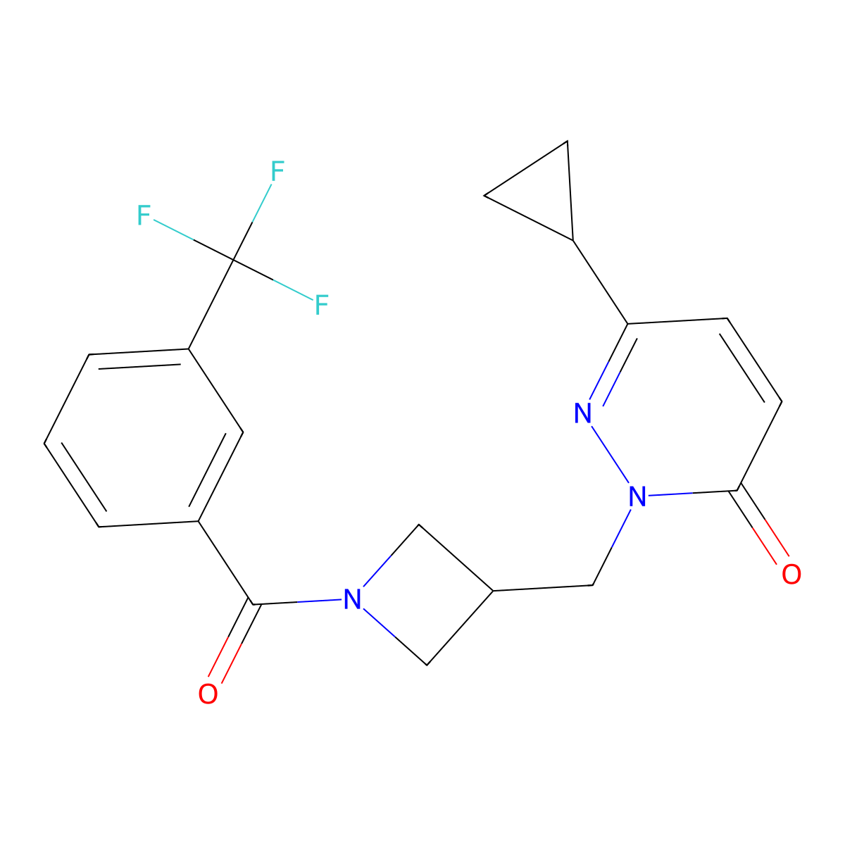 6-Cyclopropyl-2-({1-[3-(trifluoromethyl)benzoyl]azetidin-3-yl}methyl)-2,3-dihydropyridazin-3-one molecular structure, CAS 2309575-55-9