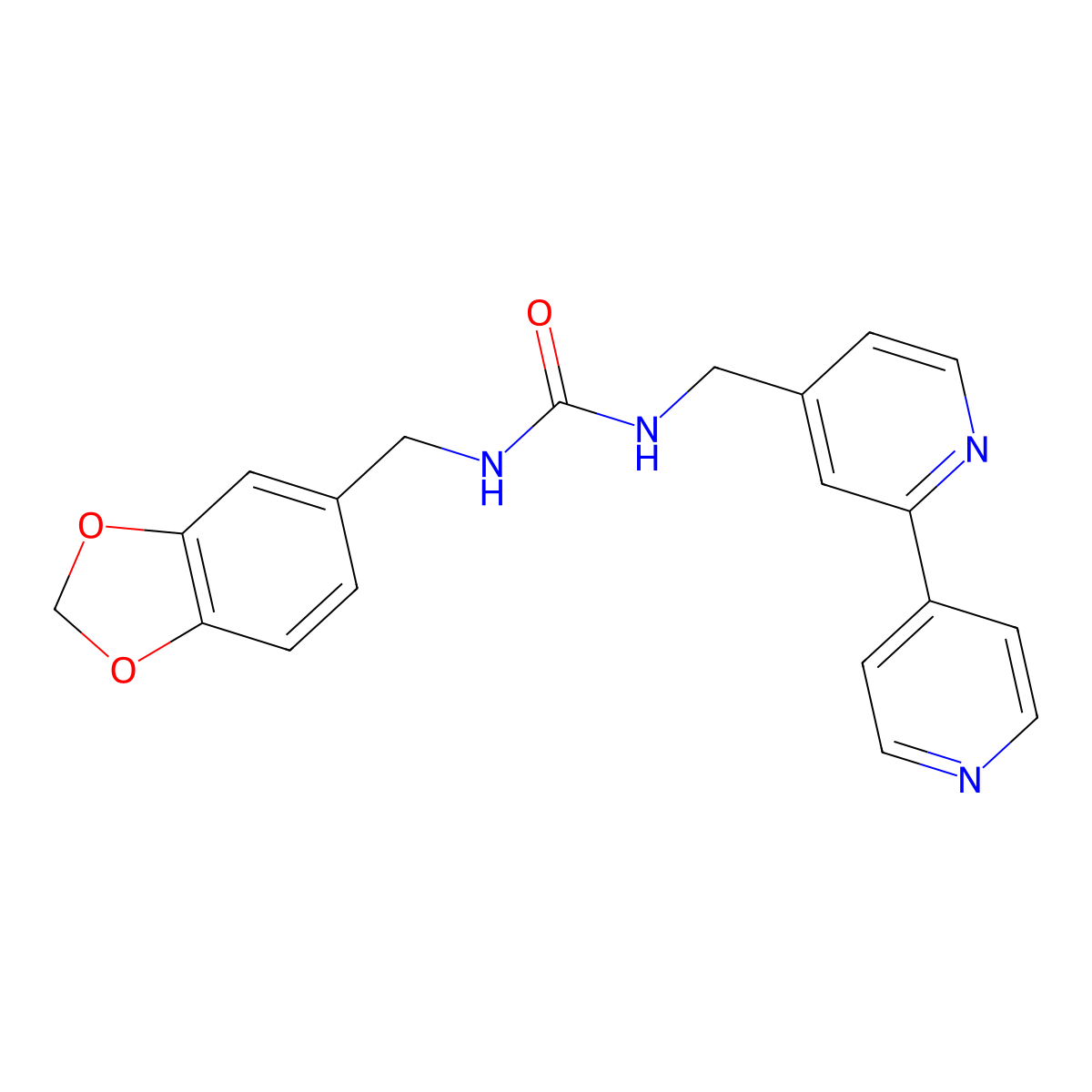 3-[(2H-1,3-benzodioxol-5-yl)methyl]-1-({[2,4'-bipyridine]-4-yl}methyl)urea molecular structure, CAS 2309584-78-7