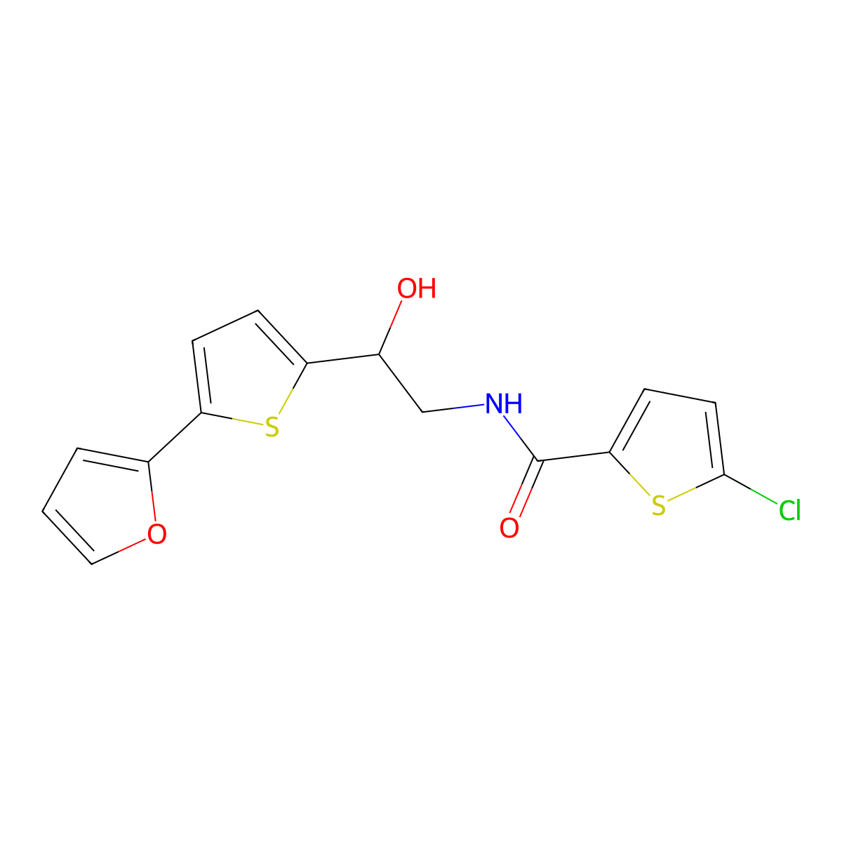 5-chloro-N-{2-[5-(furan-2-yl)thiophen-2-yl]-2-hydroxyethyl}thiophene-2-carboxamide molecular structure, CAS 2309585-17-7