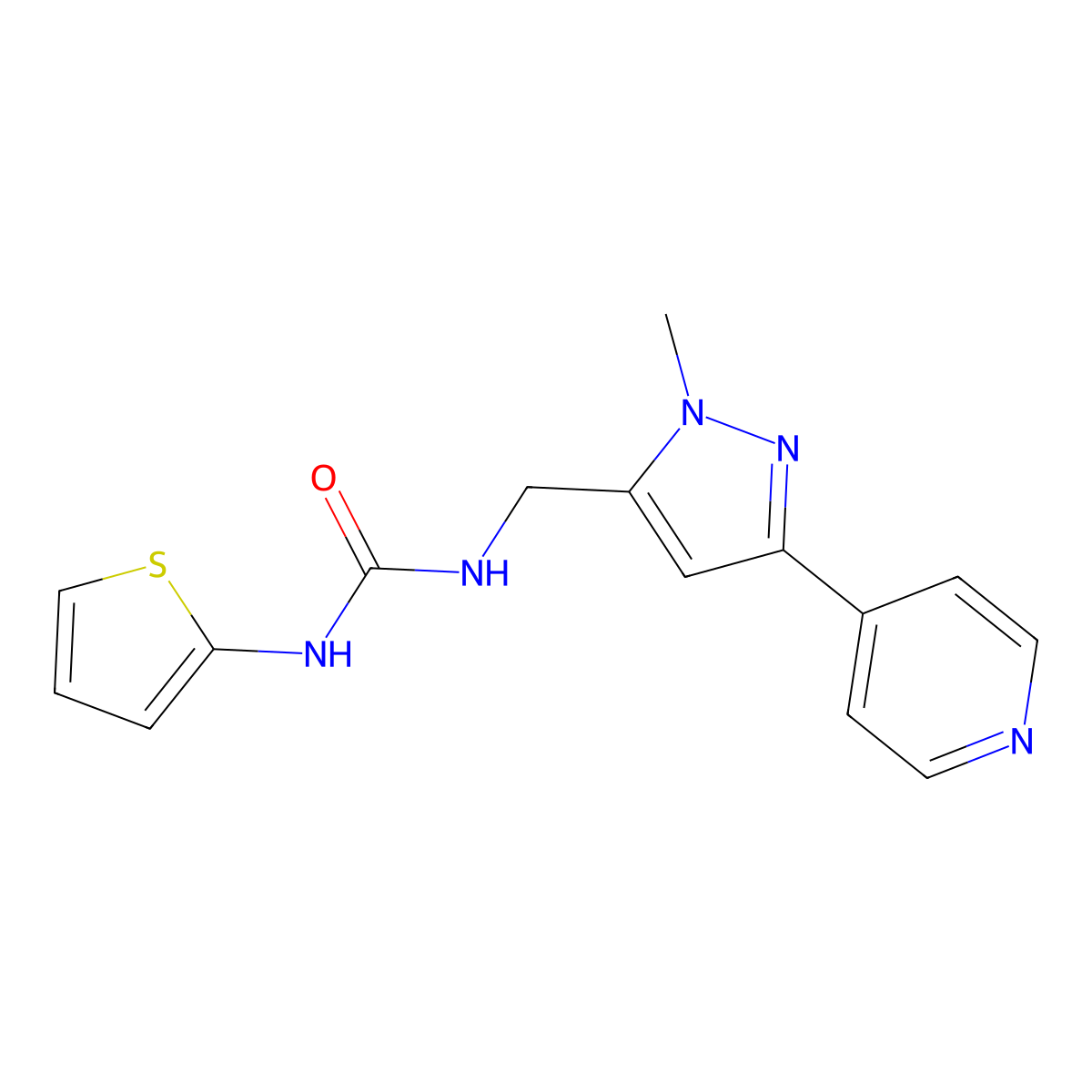 1-[(2-Methyl-5-pyridin-4-ylpyrazol-3-yl)methyl]-3-thiophen-2-ylurea molecular structure, CAS 2309585-37-1
