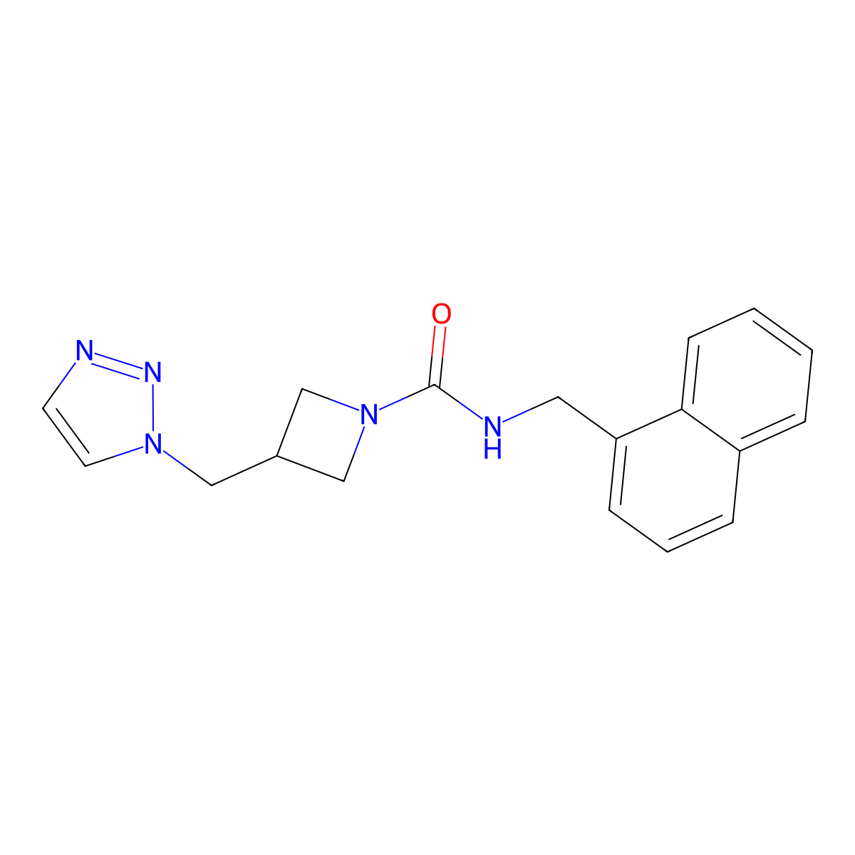 N-[(naphthalen-1-yl)methyl]-3-[(1H-1,2,3-triazol-1-yl)methyl]azetidine-1-carboxamide molecular structure, CAS 2309585-53-1