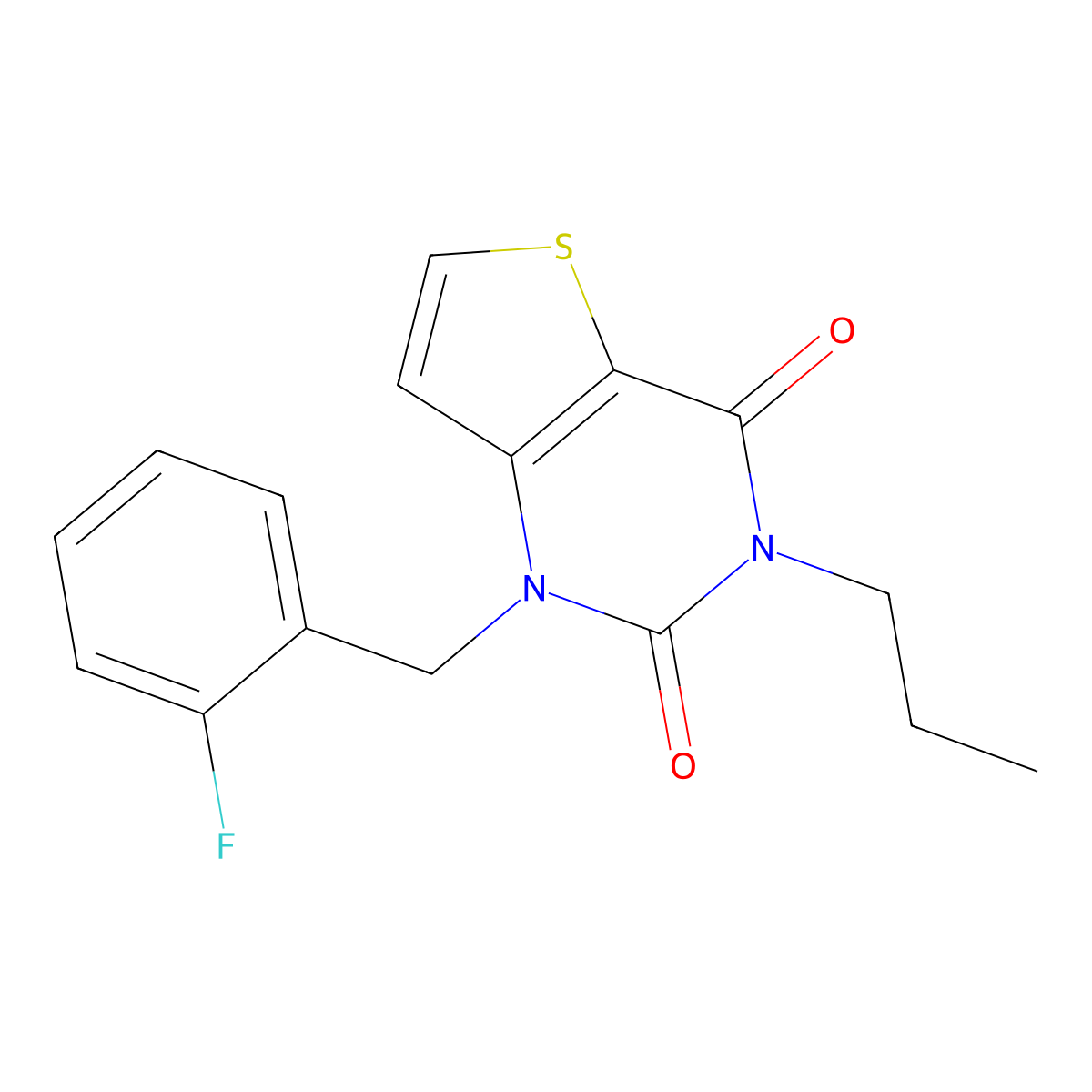 1-(2-fluorobenzyl)-3-propylthieno[3,2-d]pyrimidine-2,4(1H,3H)-dione molecular structure, CAS 2309585-91-7