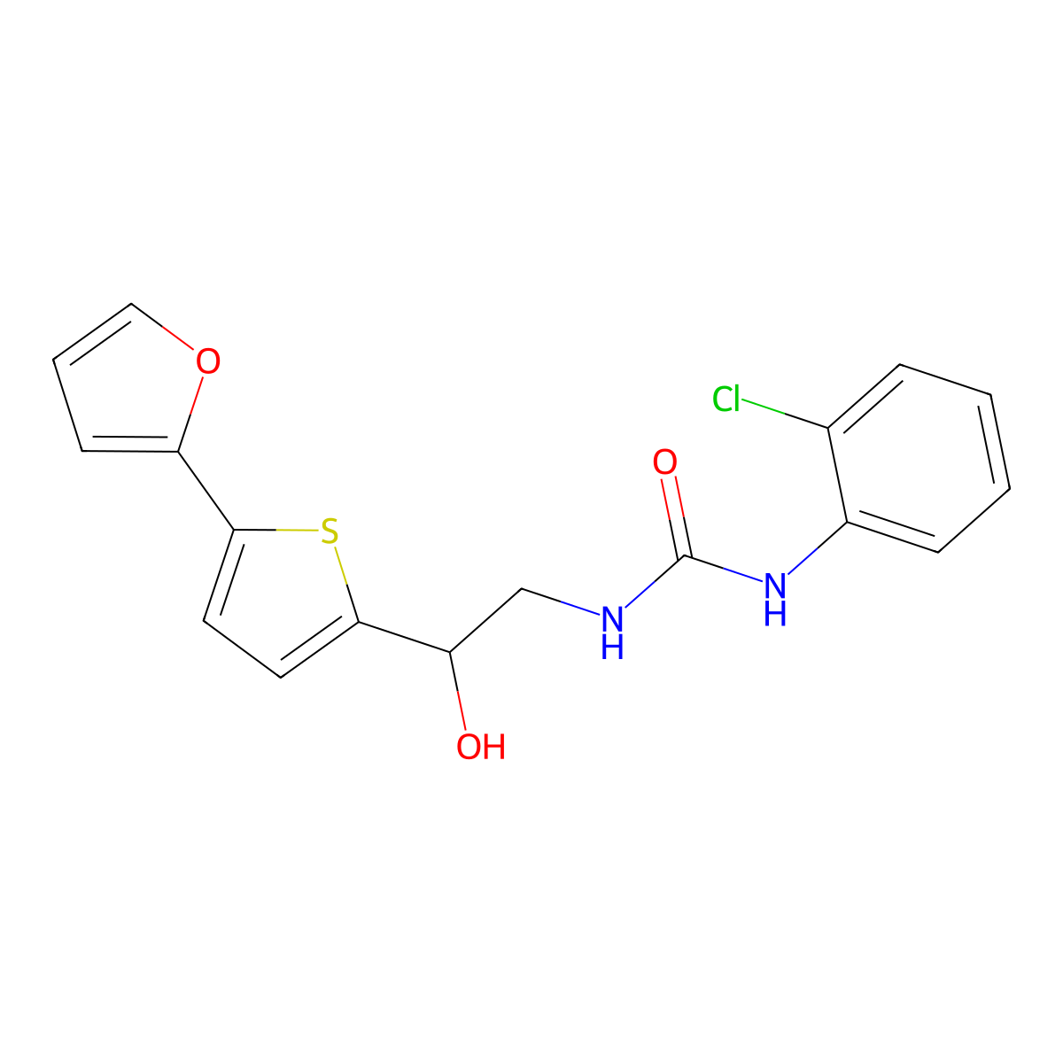 1-(2-Chlorophenyl)-3-{2-[5-(furan-2-yl)thiophen-2-yl]-2-hydroxyethyl}urea molecular structure, CAS 2309586-43-2