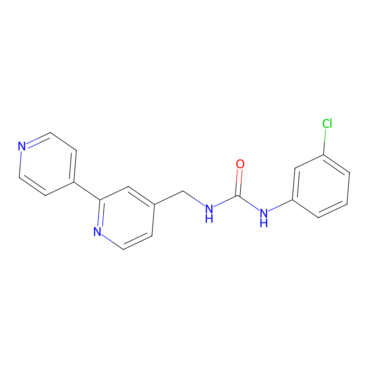 3-({[2,4'-Bipyridine]-4-yl}methyl)-1-(3-chlorophenyl)urea molecular structure, CAS 2309586-53-4