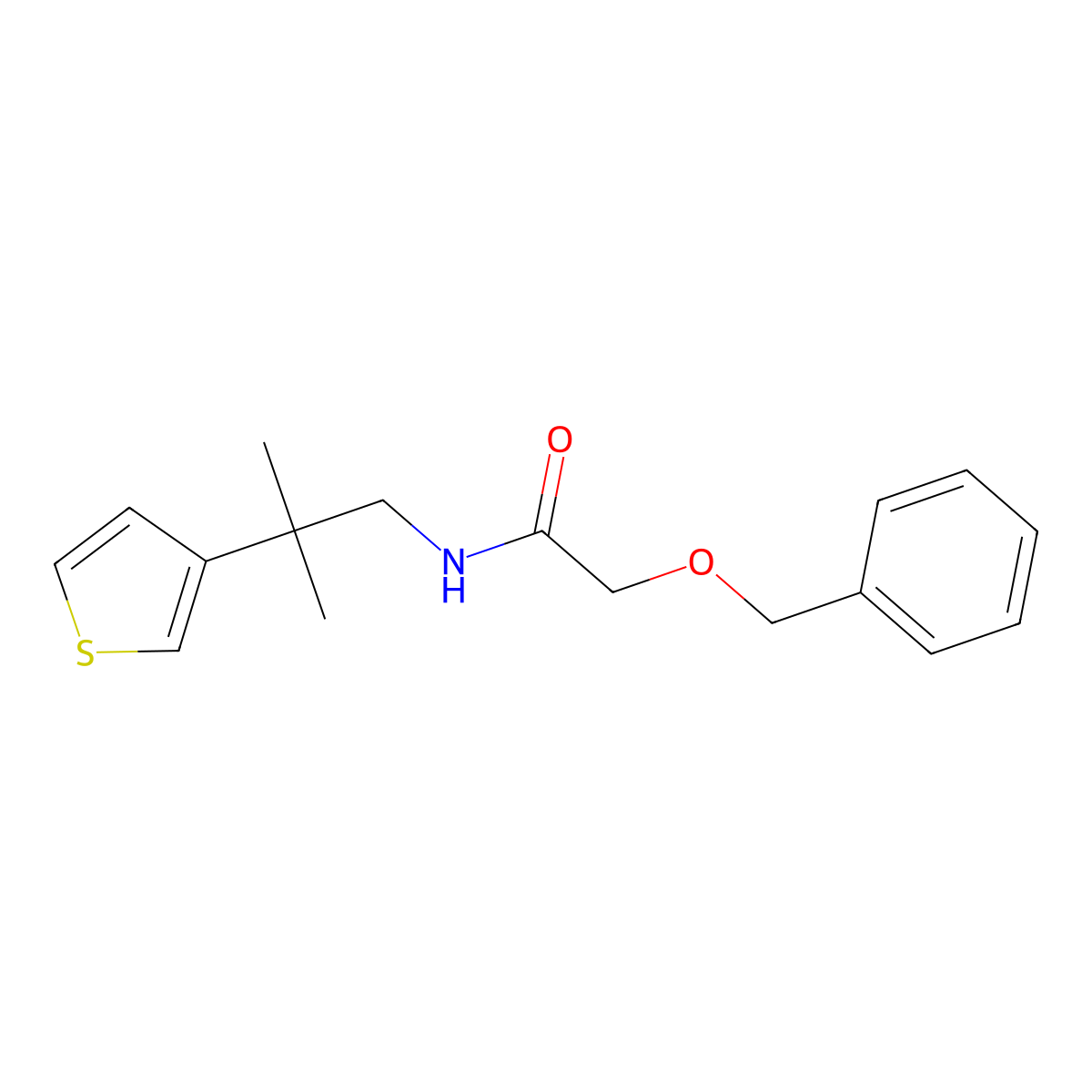 2-(benzyloxy)-N-(2-methyl-2-(thiophen-3-yl)propyl)acetamide molecular structure, CAS 2309586-55-6