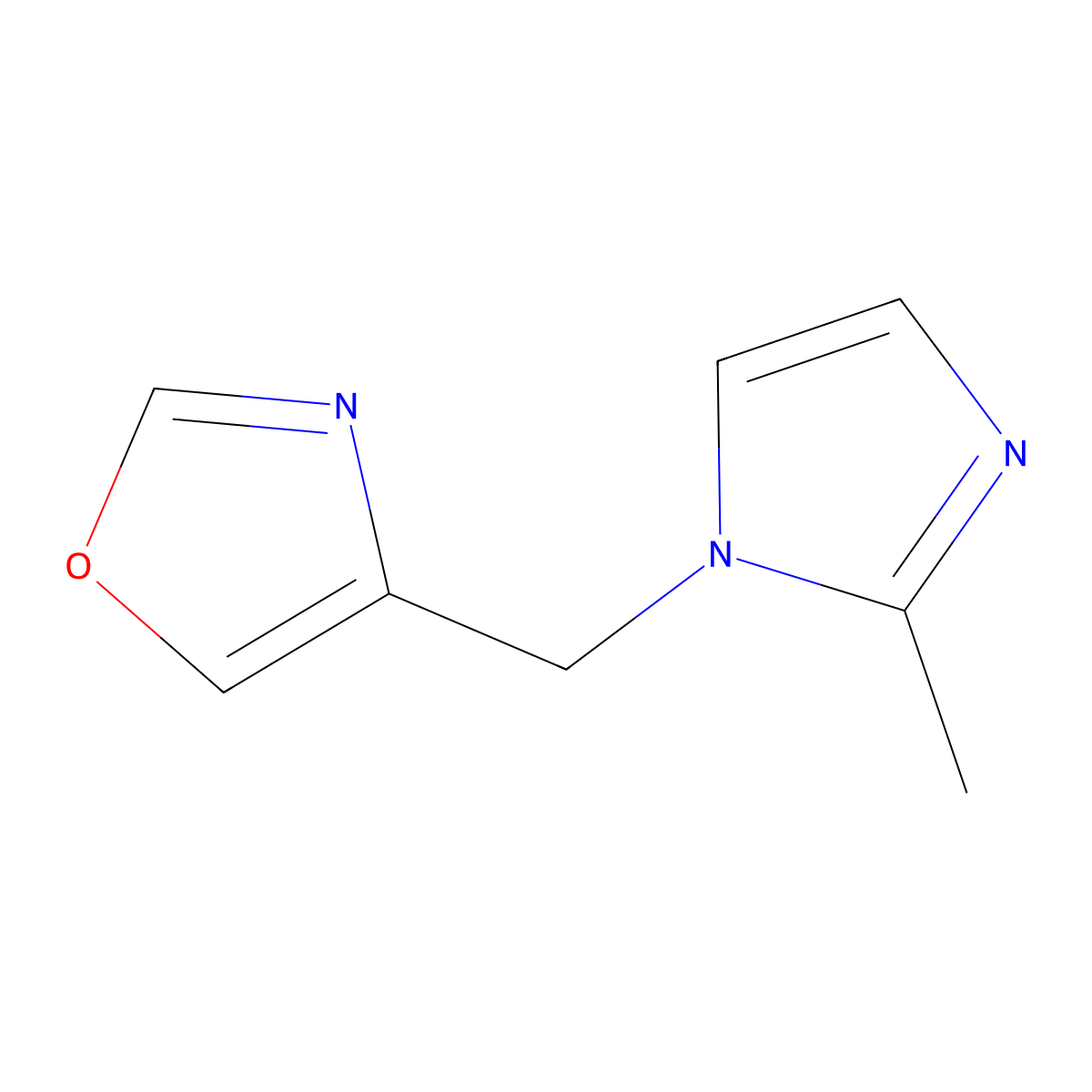 4-[(2-methyl-1H-imidazol-1-yl)methyl]-1,3-oxazole molecular structure, CAS 2309586-77-2