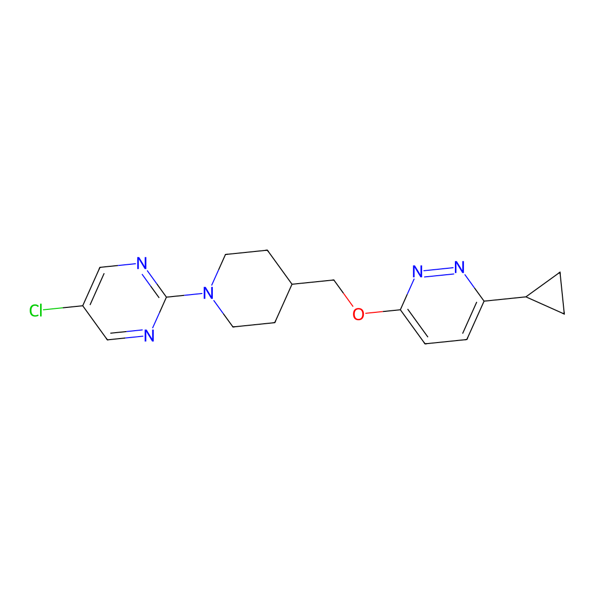 3-{[1-(5-Chloropyrimidin-2-yl)piperidin-4-yl]methoxy}-6-cyclopropylpyridazine molecular structure, CAS 2309586-90-9