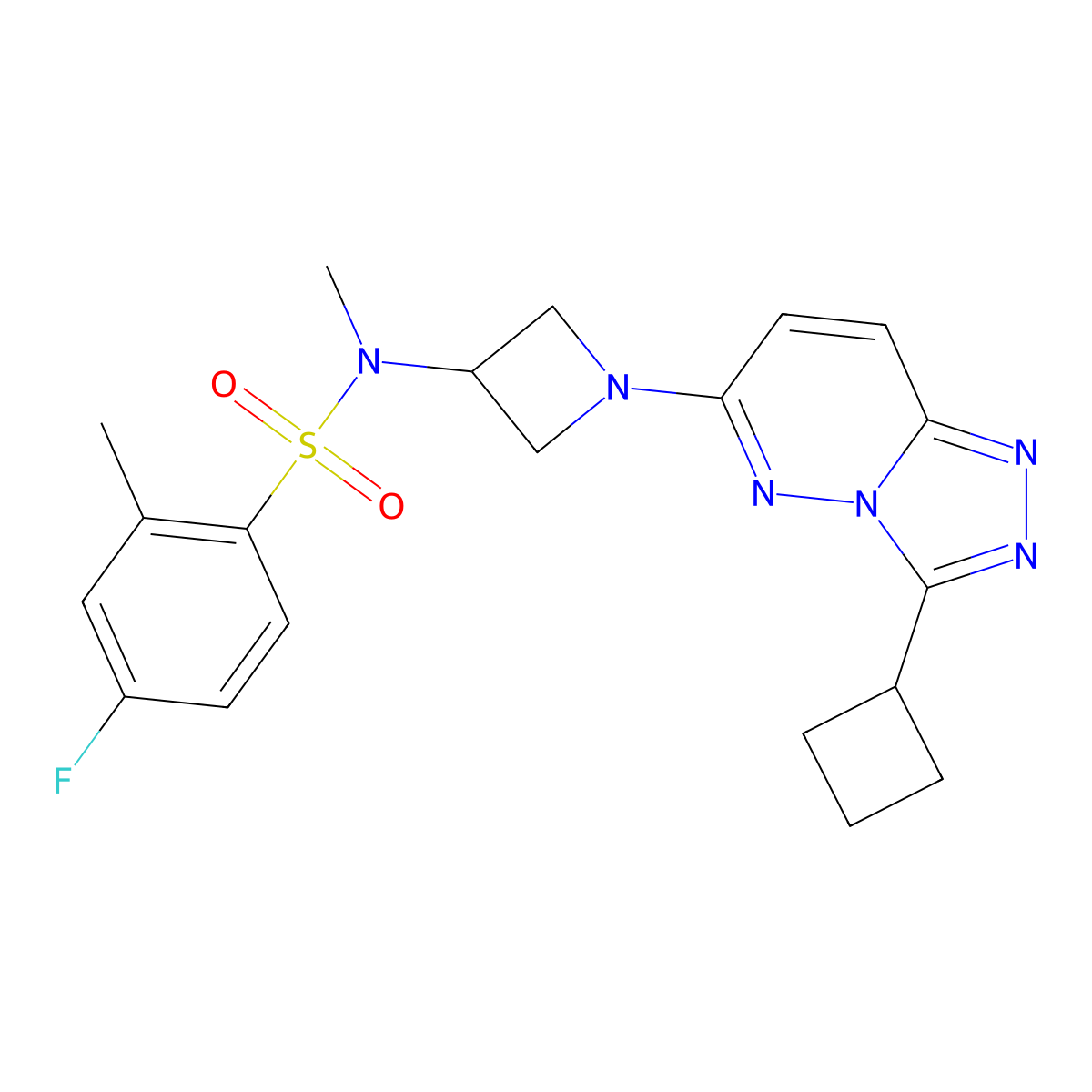 N-(1-{3-cyclobutyl-[1,2,4]triazolo[4,3-b]pyridazin-6-yl}azetidin-3-yl)-4-fluoro-N,2-dimethylbenzene-1-sulfonamide molecular structure, CAS 2309587-20-8