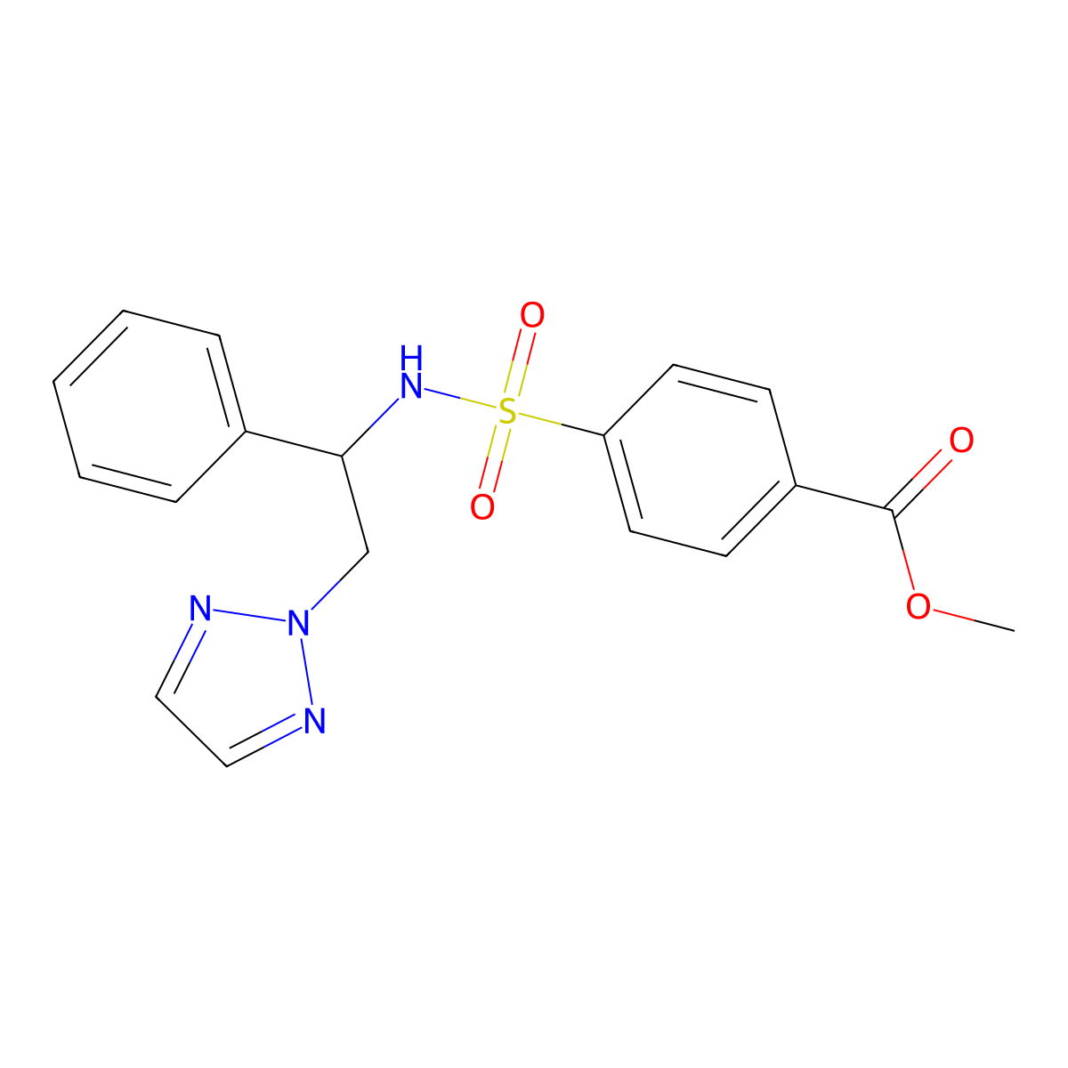 methyl 4-(N-(1-phenyl-2-(2H-1,2,3-triazol-2-yl)ethyl)sulfamoyl)benzoate molecular structure, CAS 2309587-21-9