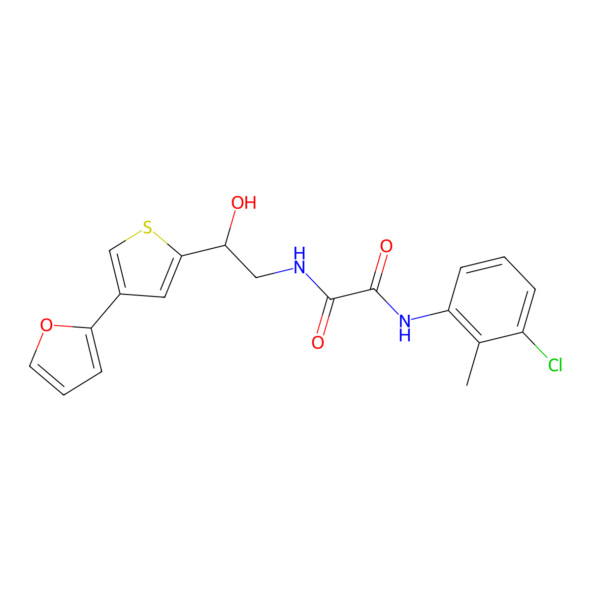 N'-(3-chloro-2-methylphenyl)-N-{2-[4-(furan-2-yl)thiophen-2-yl]-2-hydroxyethyl}ethanediamide molecular structure, CAS 2309587-46-8