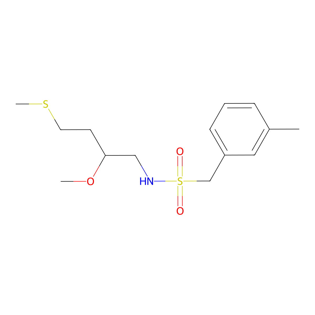 N-[2-methoxy-4-(methylsulfanyl)butyl]-1-(3-methylphenyl)methanesulfonamide molecular structure, CAS 2309587-67-3