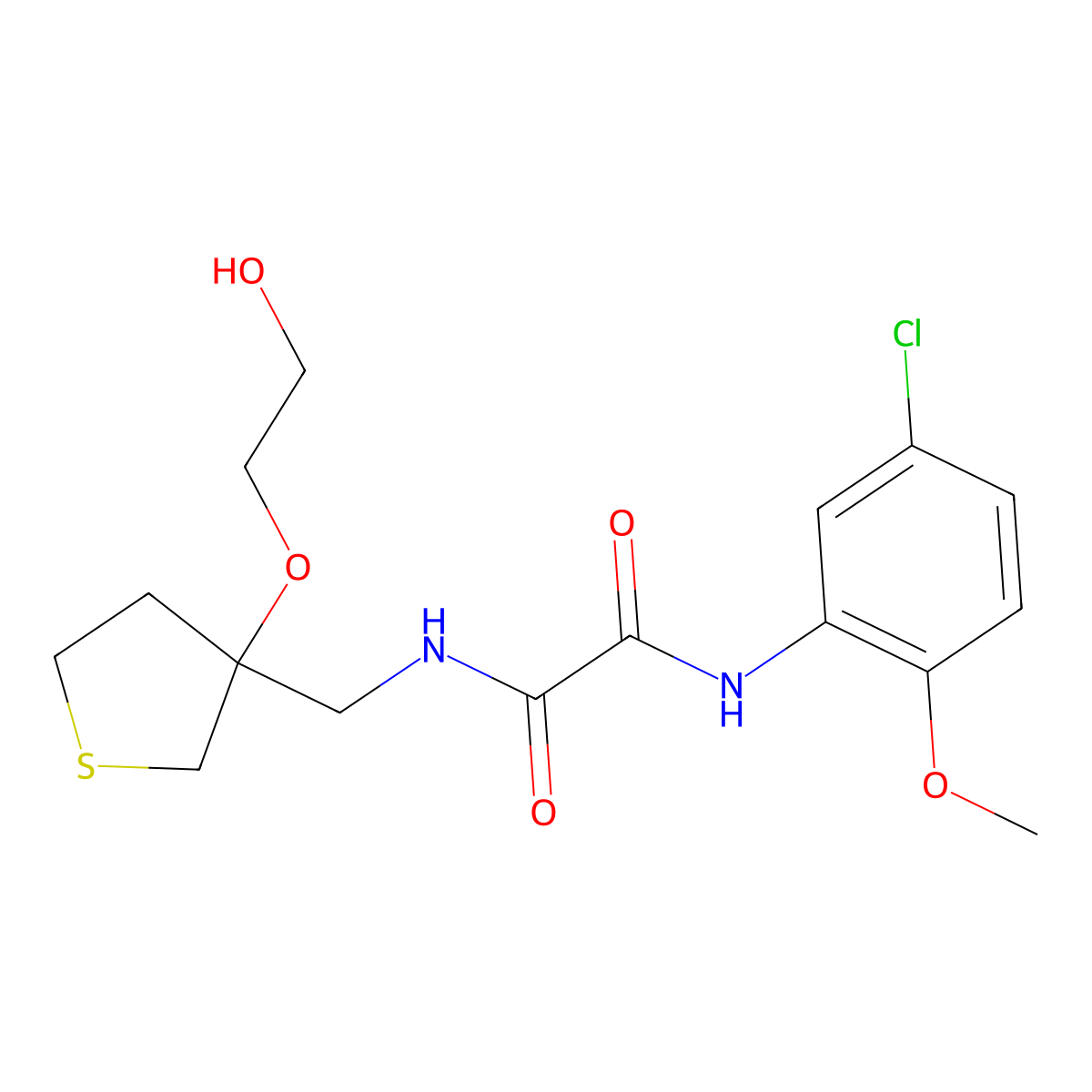 N'-(5-chloro-2-methoxyphenyl)-N-{[3-(2-hydroxyethoxy)thiolan-3-yl]methyl}ethanediamide molecular structure, CAS 2309587-85-5