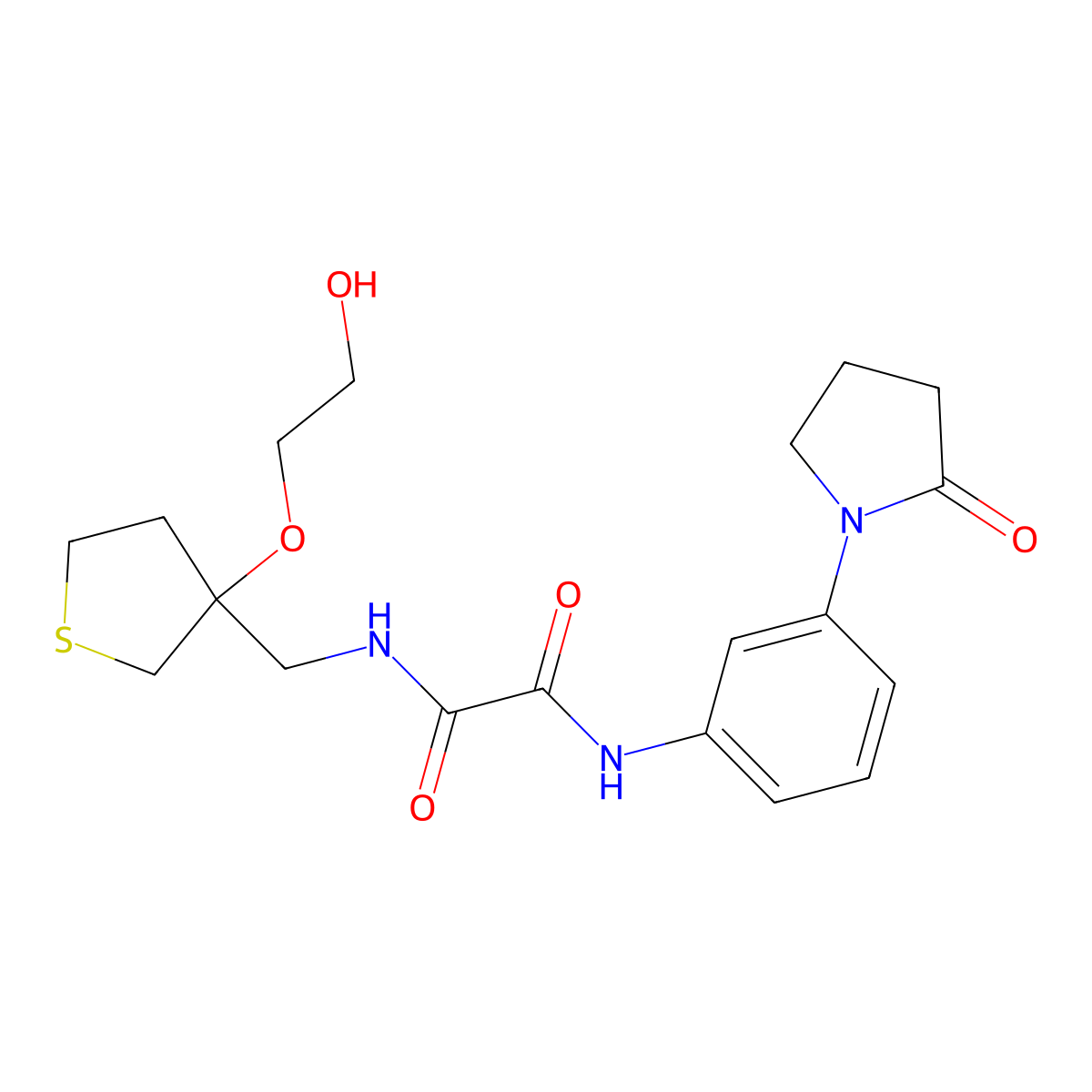 N-{[3-(2-hydroxyethoxy)thiolan-3-yl]methyl}-N'-[3-(2-oxopyrrolidin-1-yl)phenyl]ethanediamide molecular structure, CAS 2309588-36-9