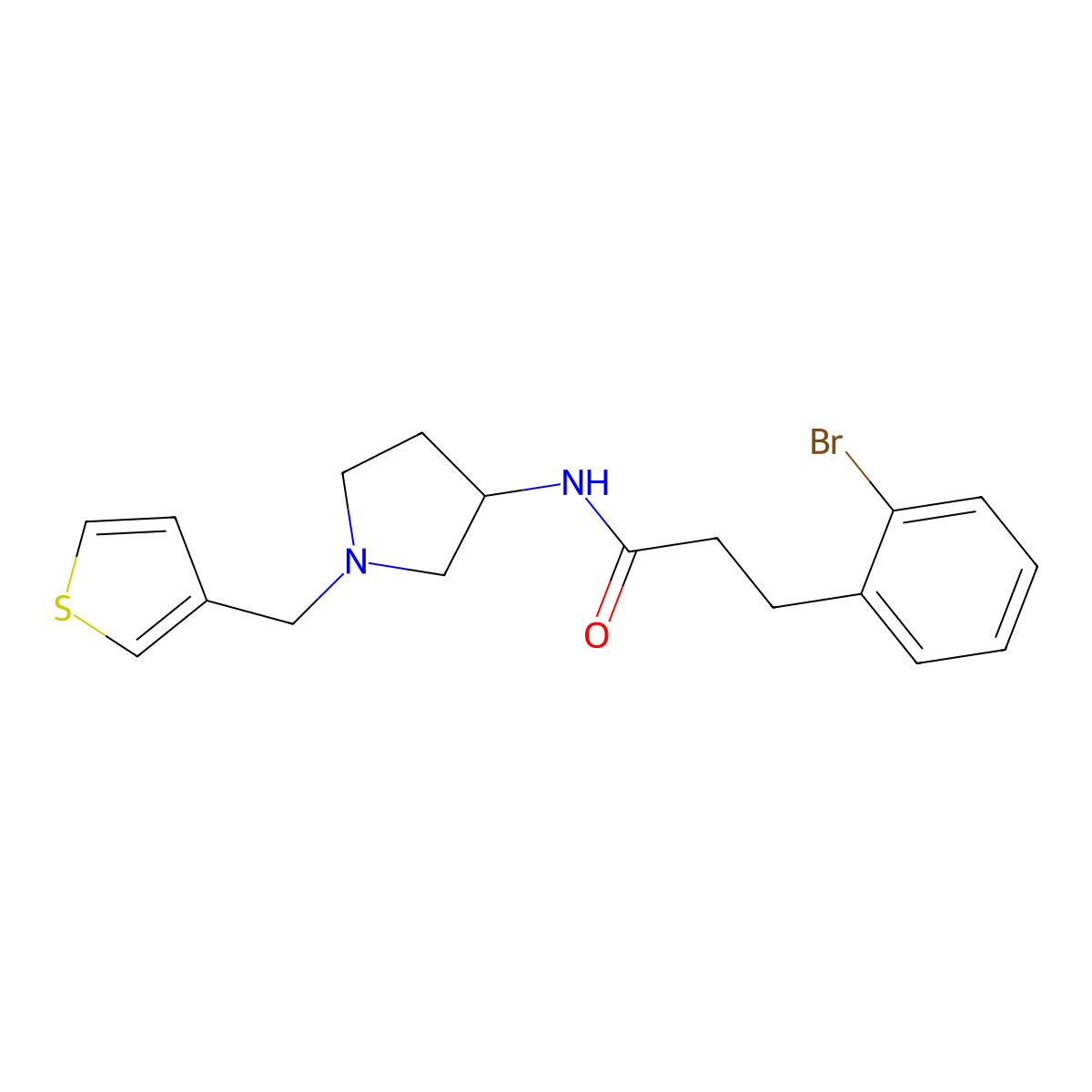 3-(2-bromophenyl)-N-(1-(thiophen-3-ylmethyl)pyrrolidin-3-yl)propanamide molecular structure, CAS 2309588-67-6